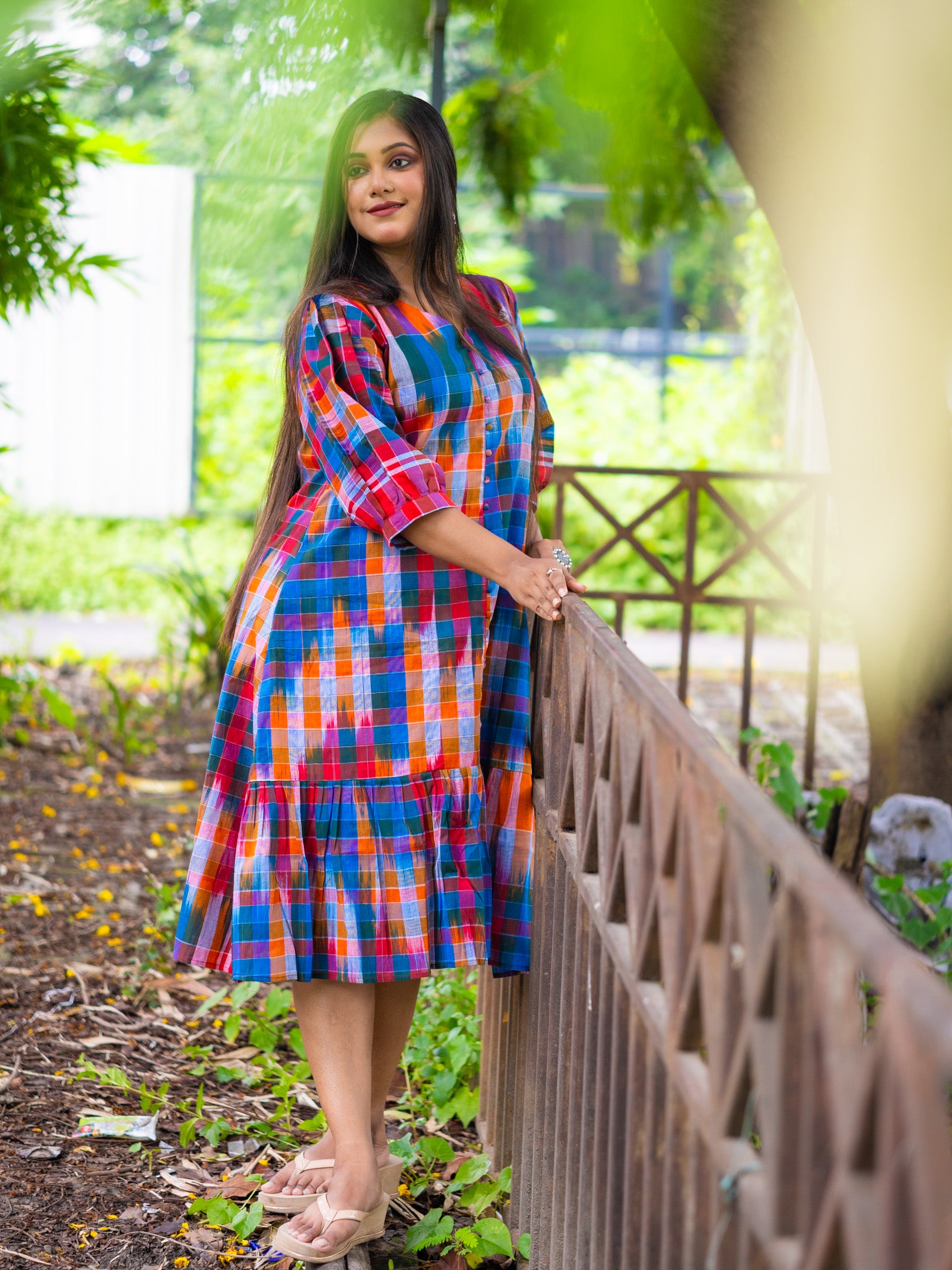 Fiesta Glow Handloom Cotton Gamcha Dress
