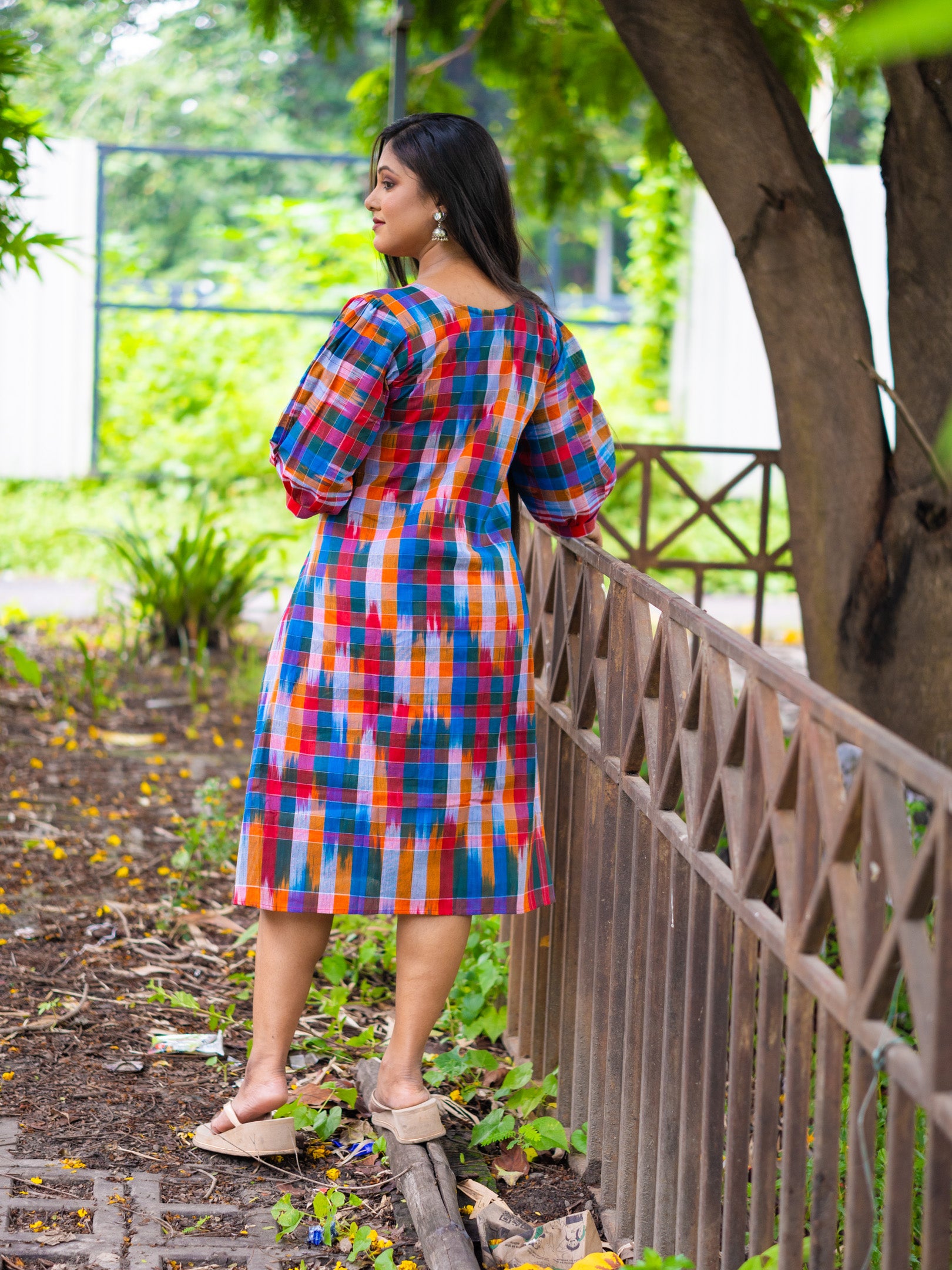 Fiesta Glow Handloom Cotton Gamcha Dress