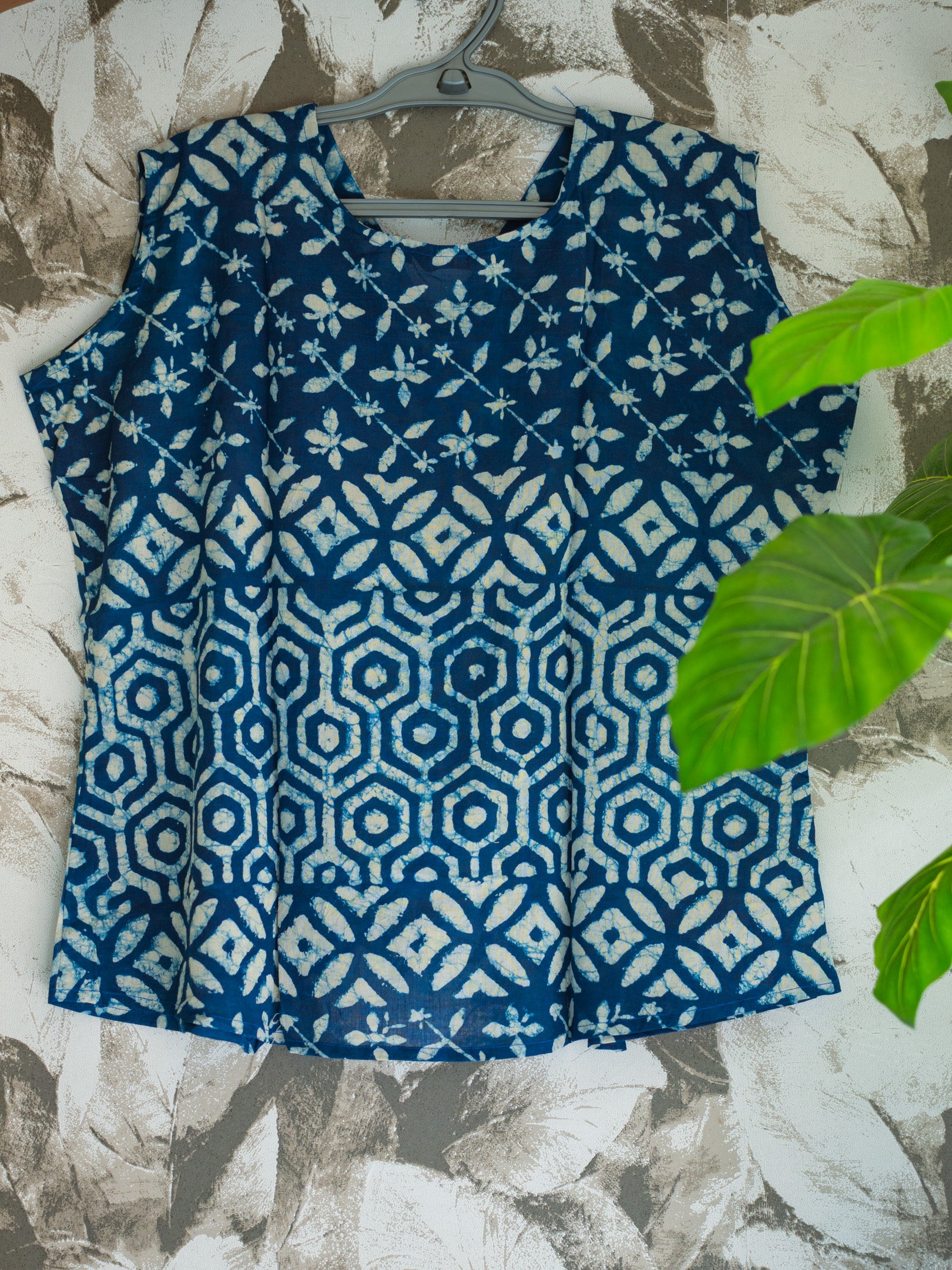 Indigo Batik Sleeveless Cotton Top