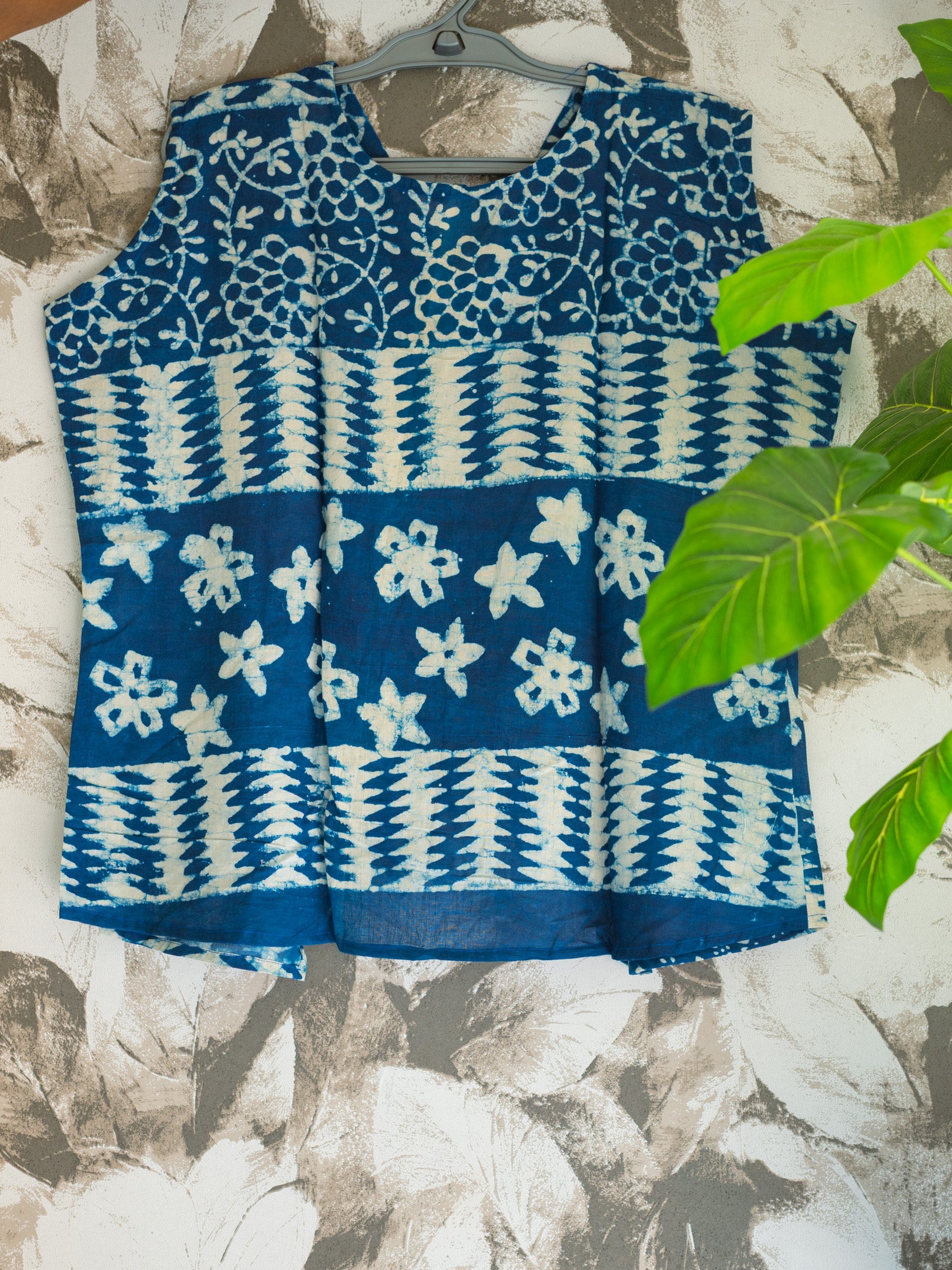 Indigo Handcrafted Batik Sleeveless Cotton Top