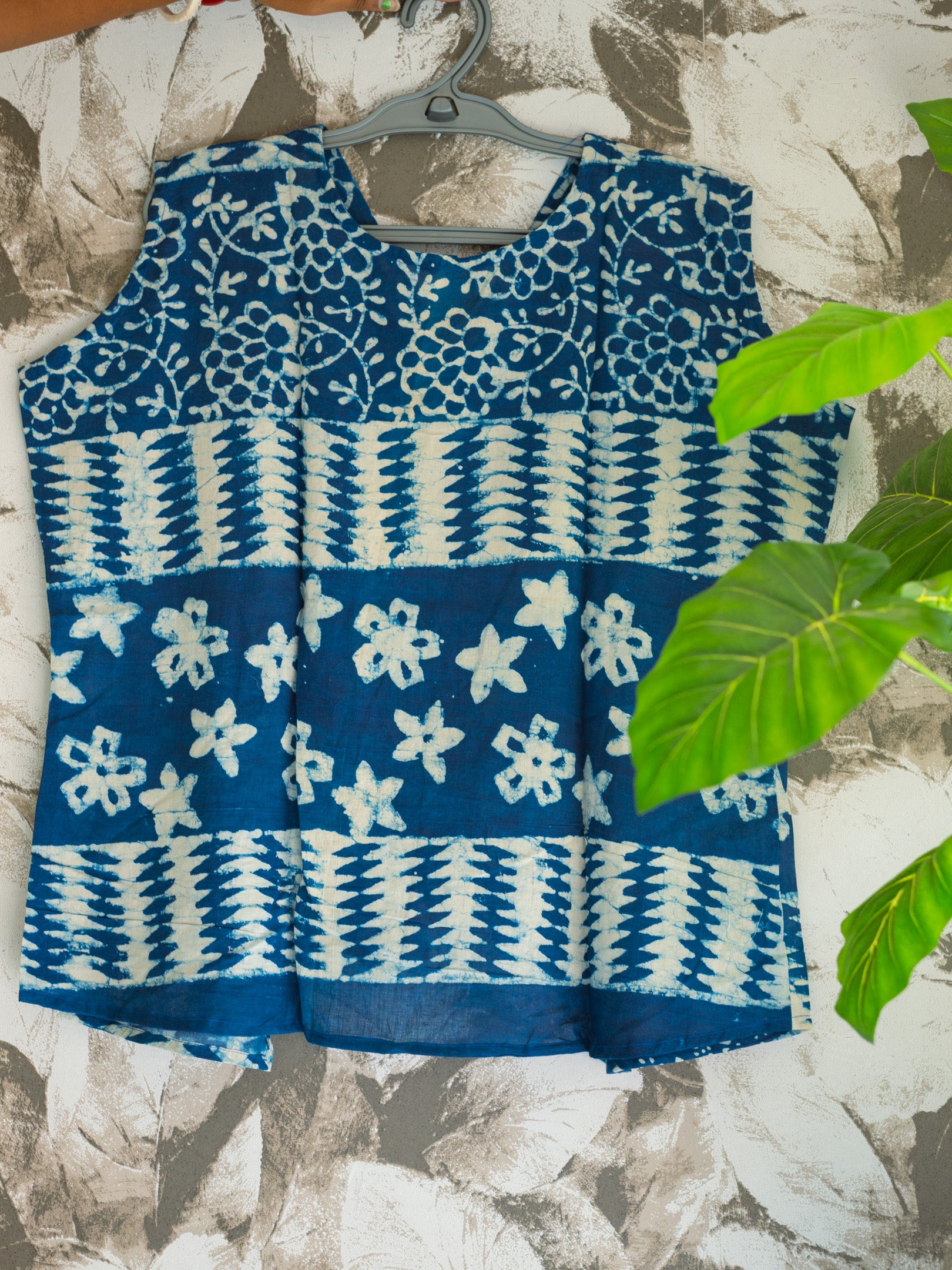 Indigo Handcrafted Batik Sleeveless Cotton Top