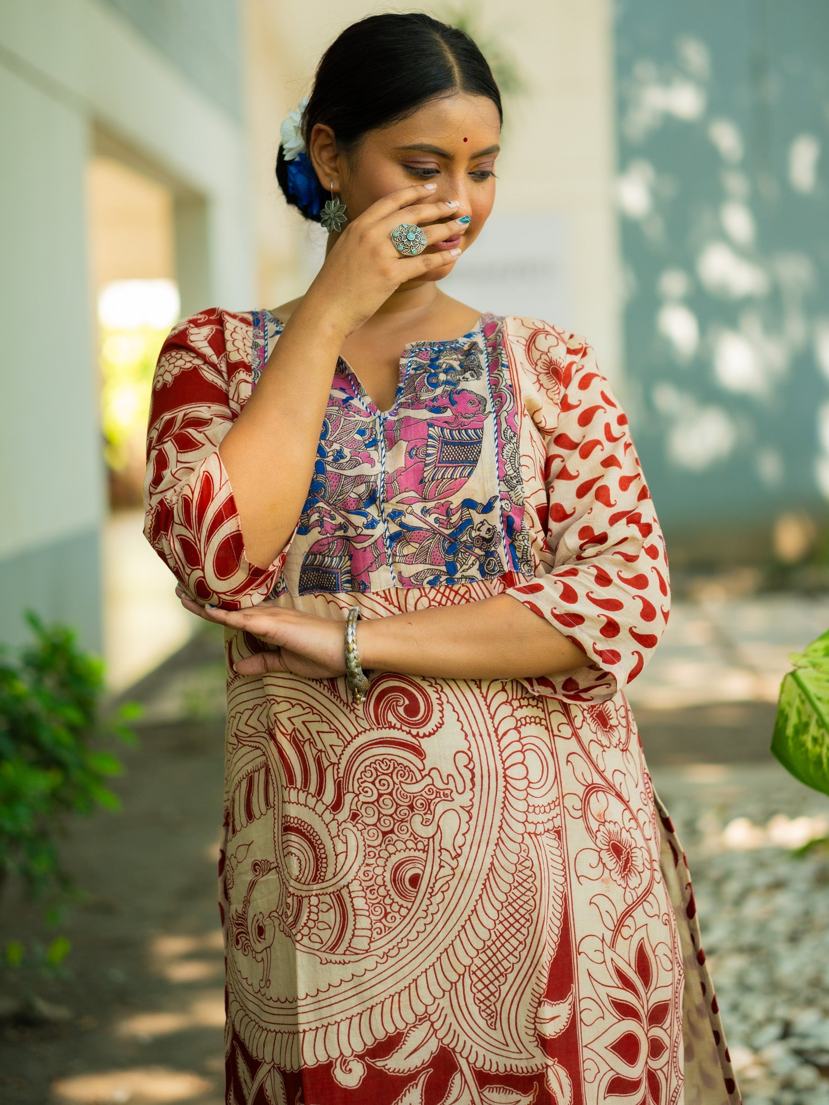 LalPedana Kalamkari Designer Cotton Kurta