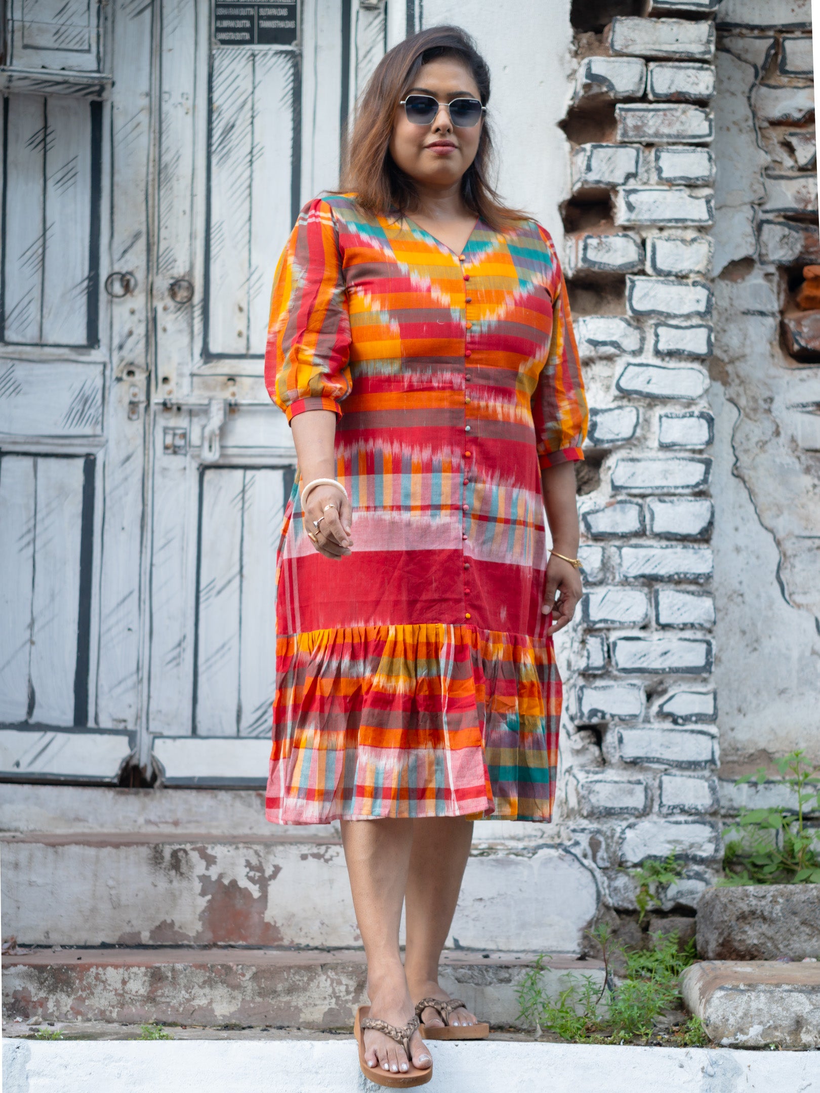 Gamcha look Designer Cotton Dress