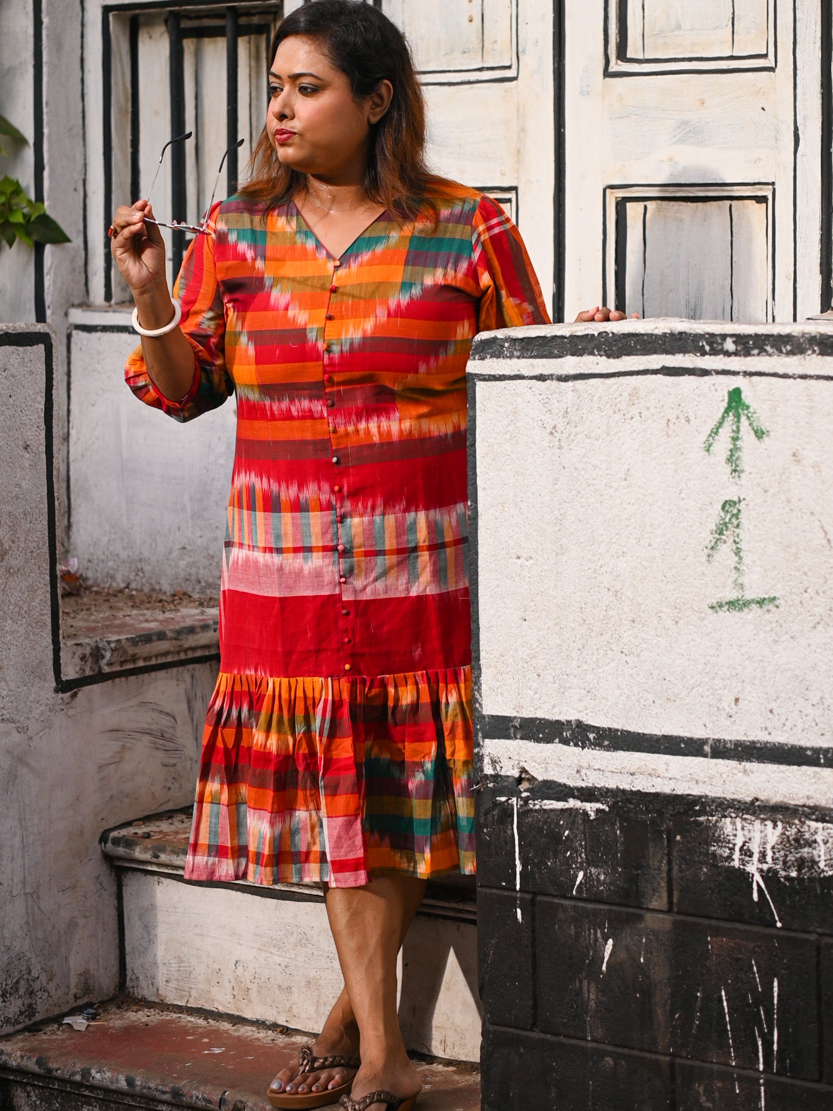 Gamcha look Designer Cotton Dress