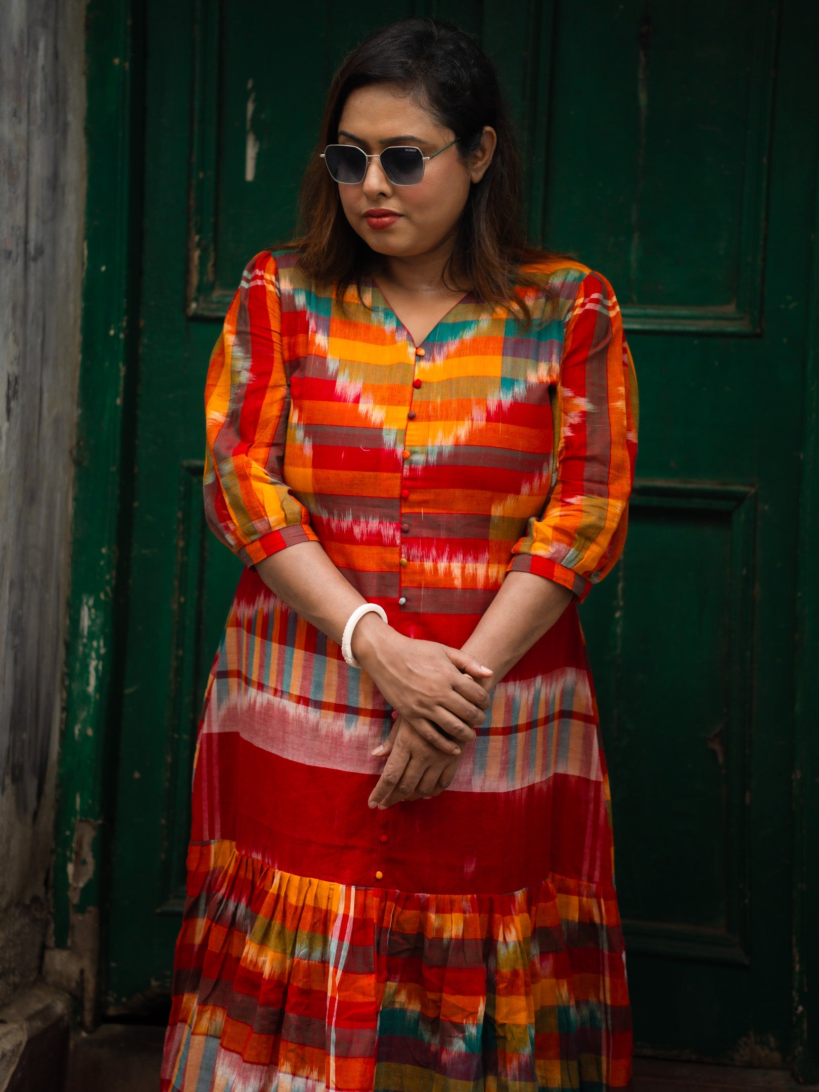 Gamcha look Designer Cotton Dress