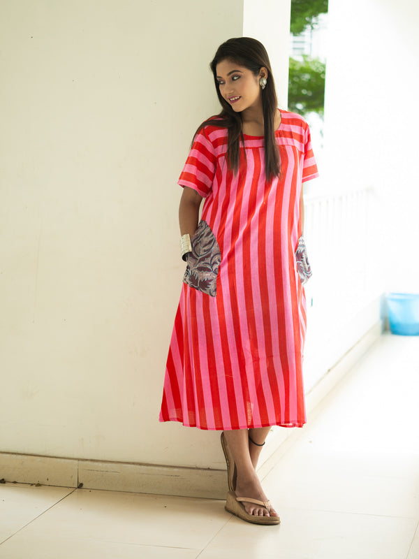Pink Shock Dress - Uttariya