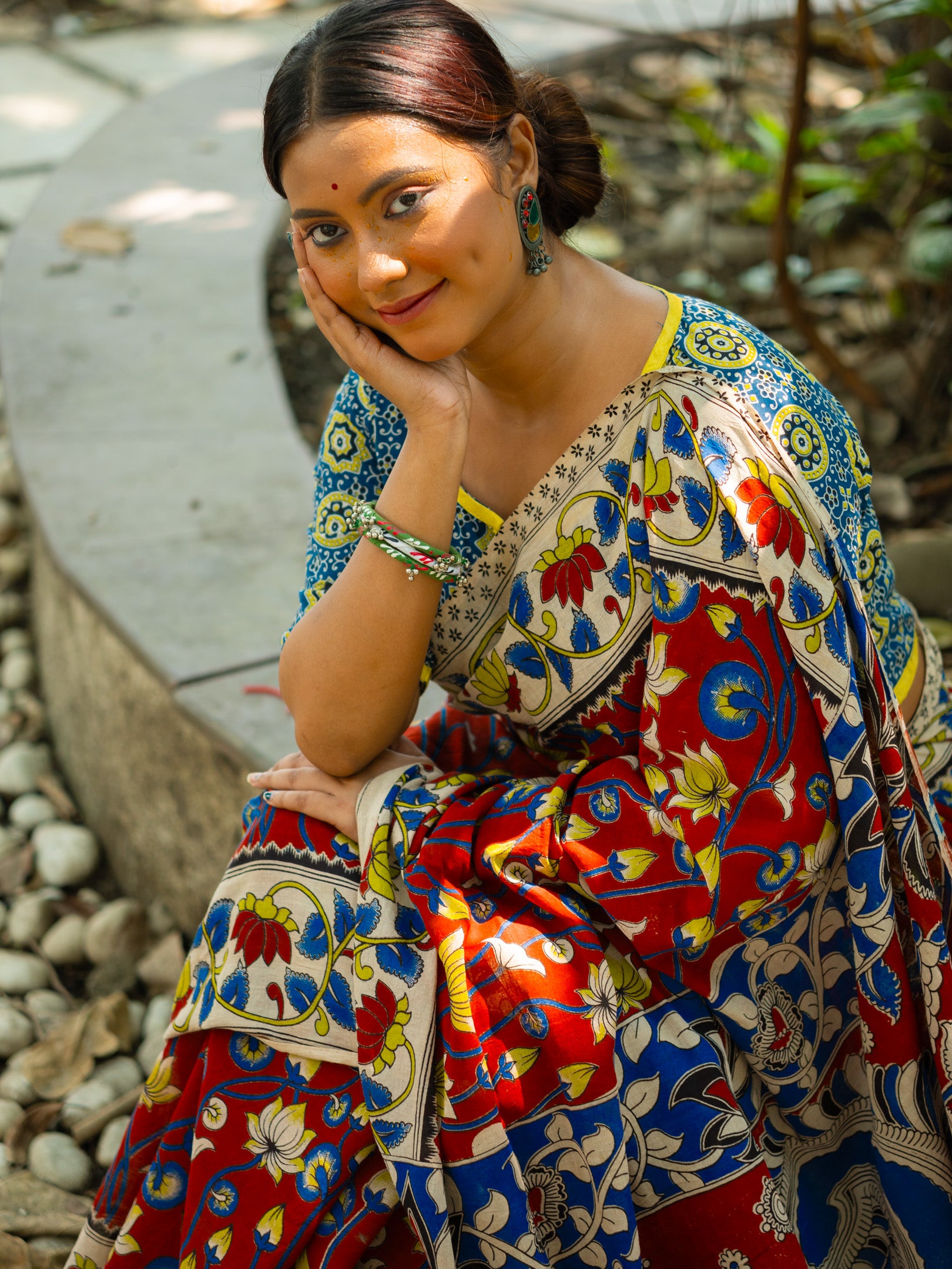 Marooniya Kalamkari Cotton Saree