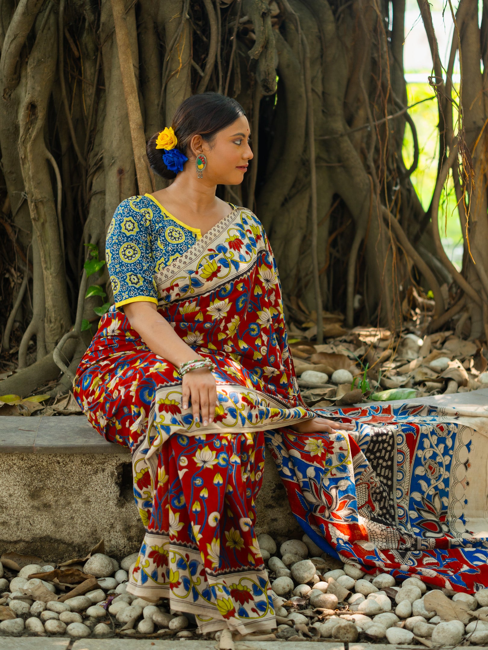 Marooniya Kalamkari Cotton Saree