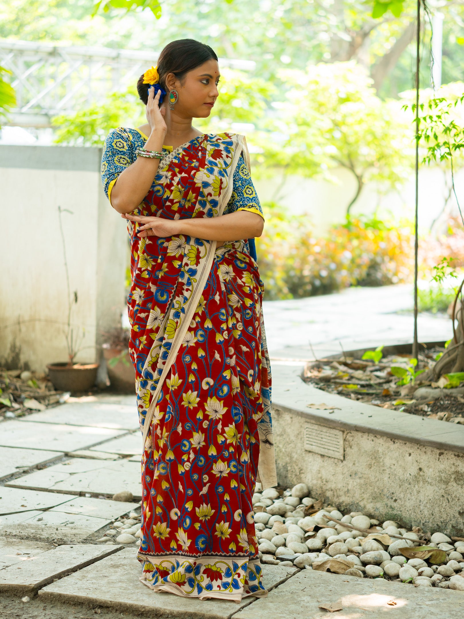 Marooniya Kalamkari Cotton Saree
