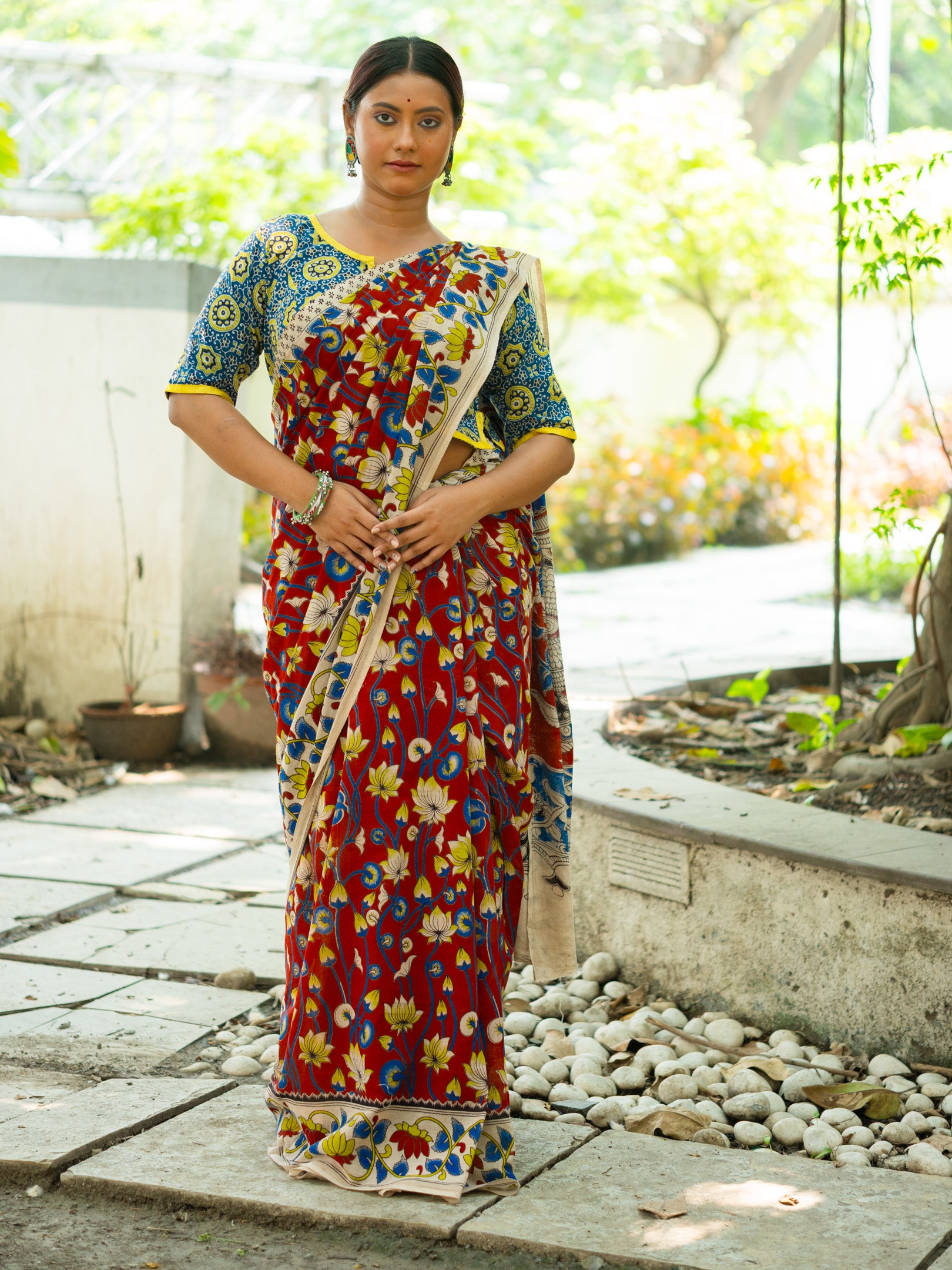 Marooniya Kalamkari Cotton Saree