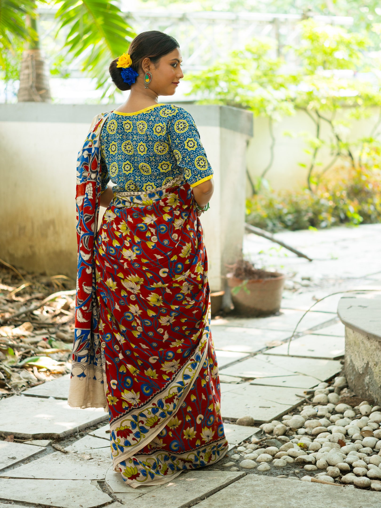Marooniya Kalamkari Cotton Saree