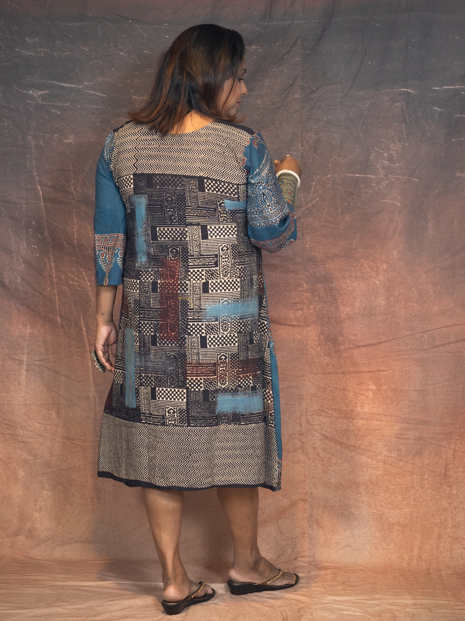 Asymetric Ajrakh Dress