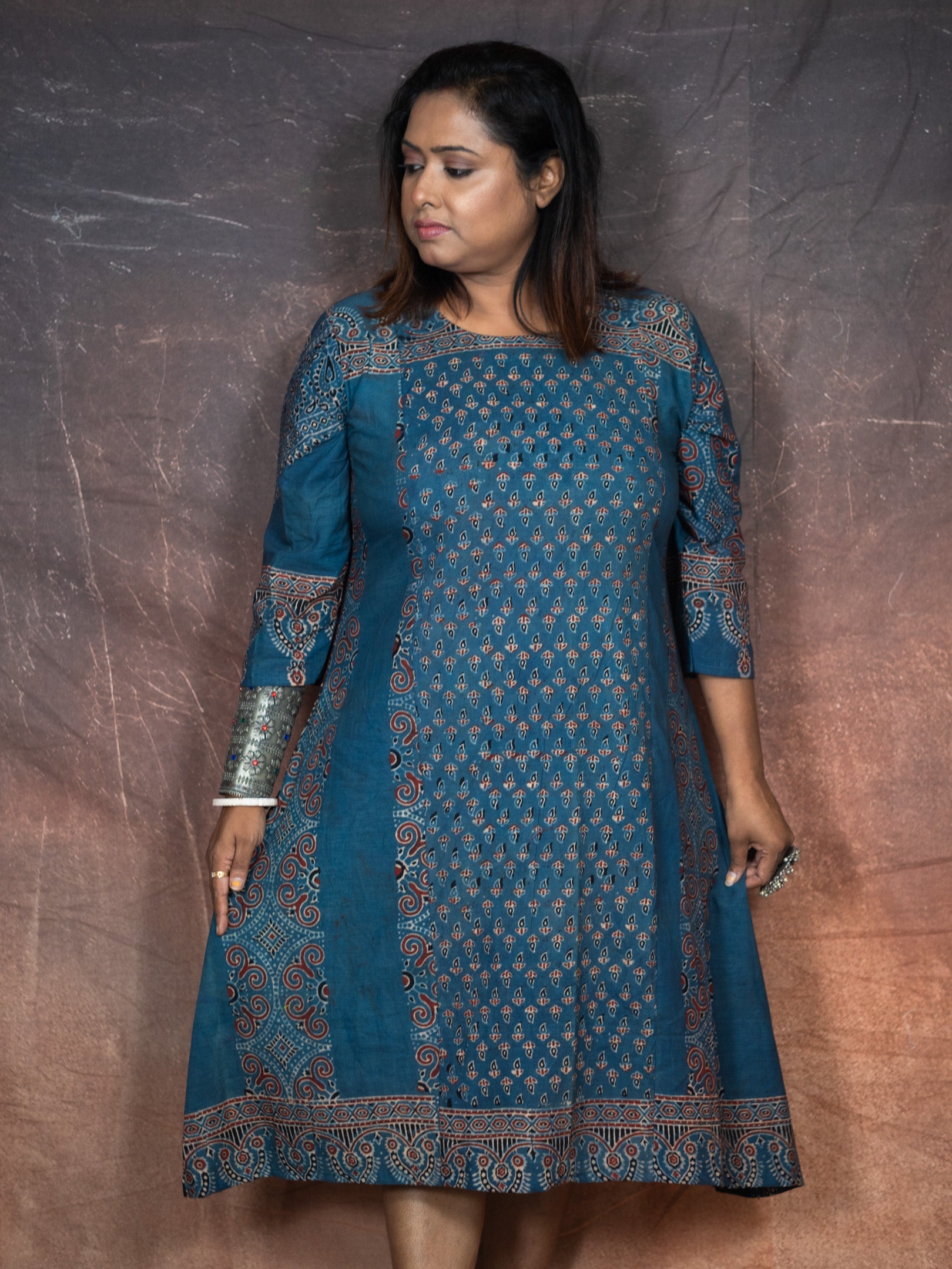 Asymetric Ajrakh Dress