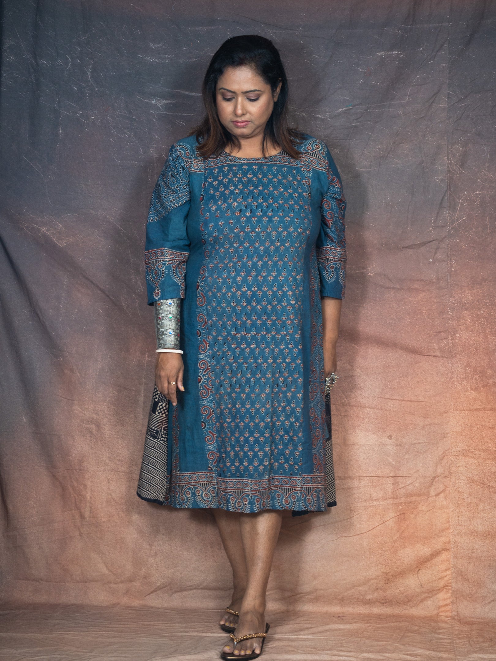 Asymetric Ajrakh Dress