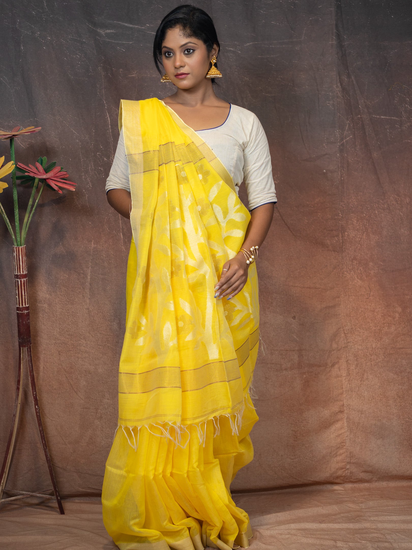 Yellow gold Saree