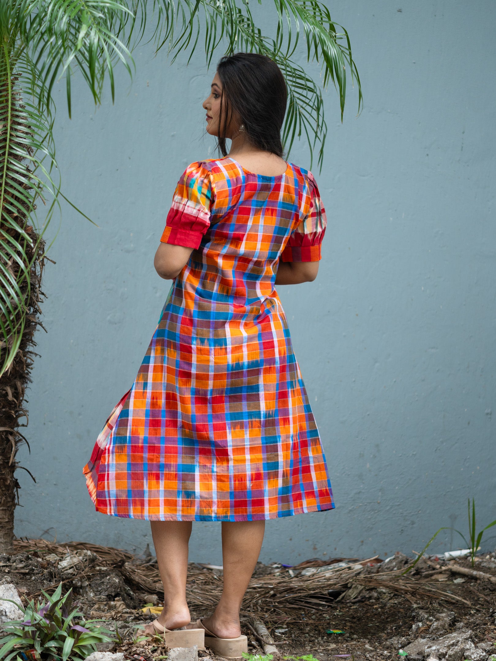 Rainbow Charm Handloom Cotton Gamcha Dress