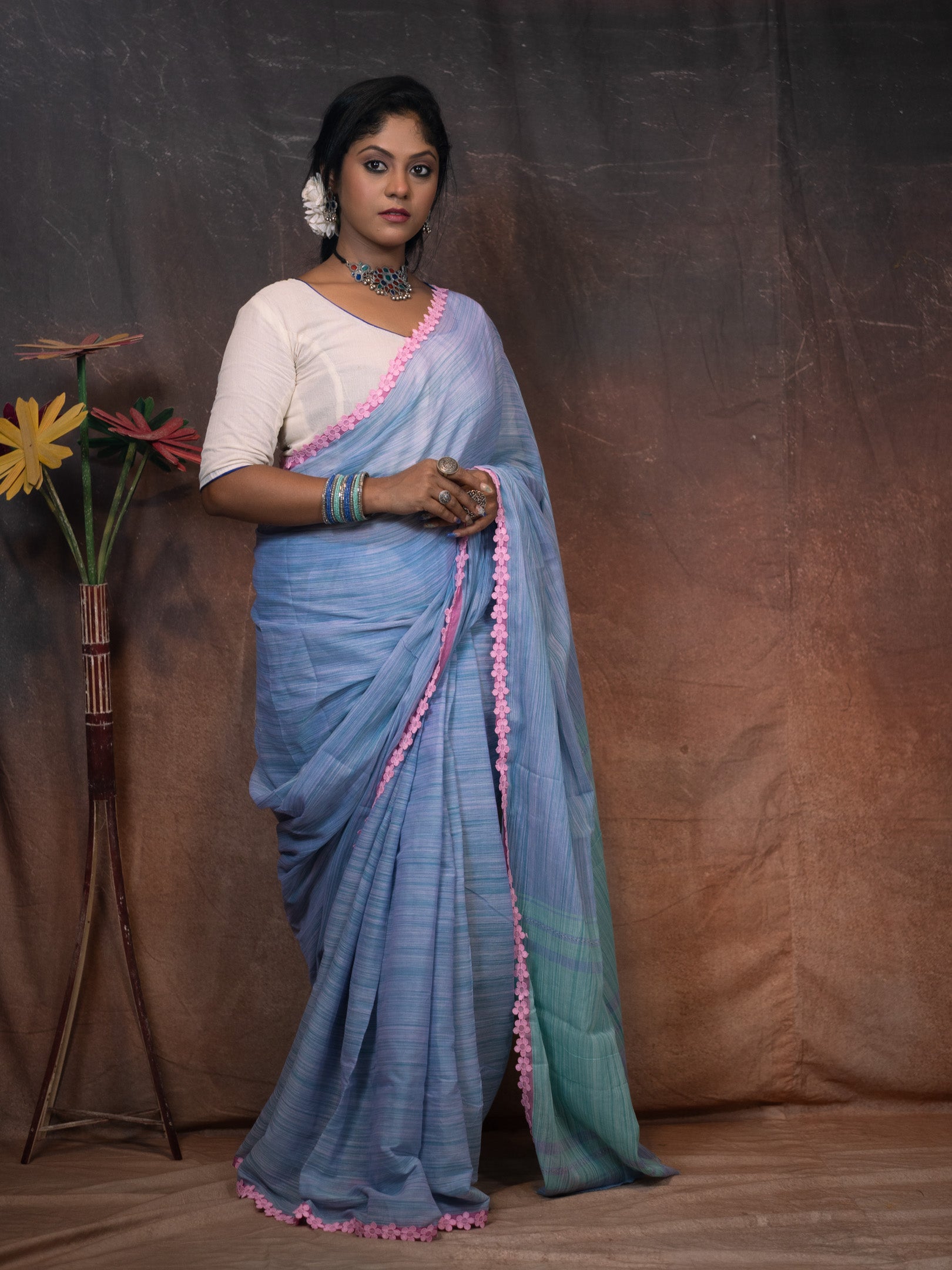 Blue baseSaree