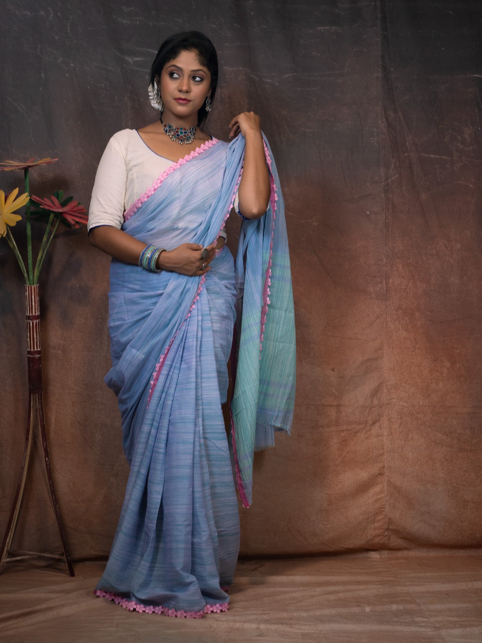 Blue baseSaree