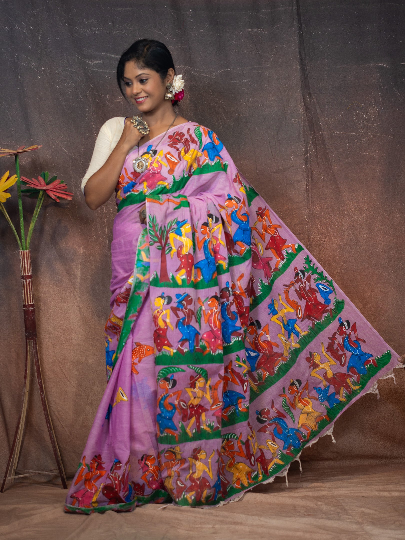 Lavander patachitra Saree