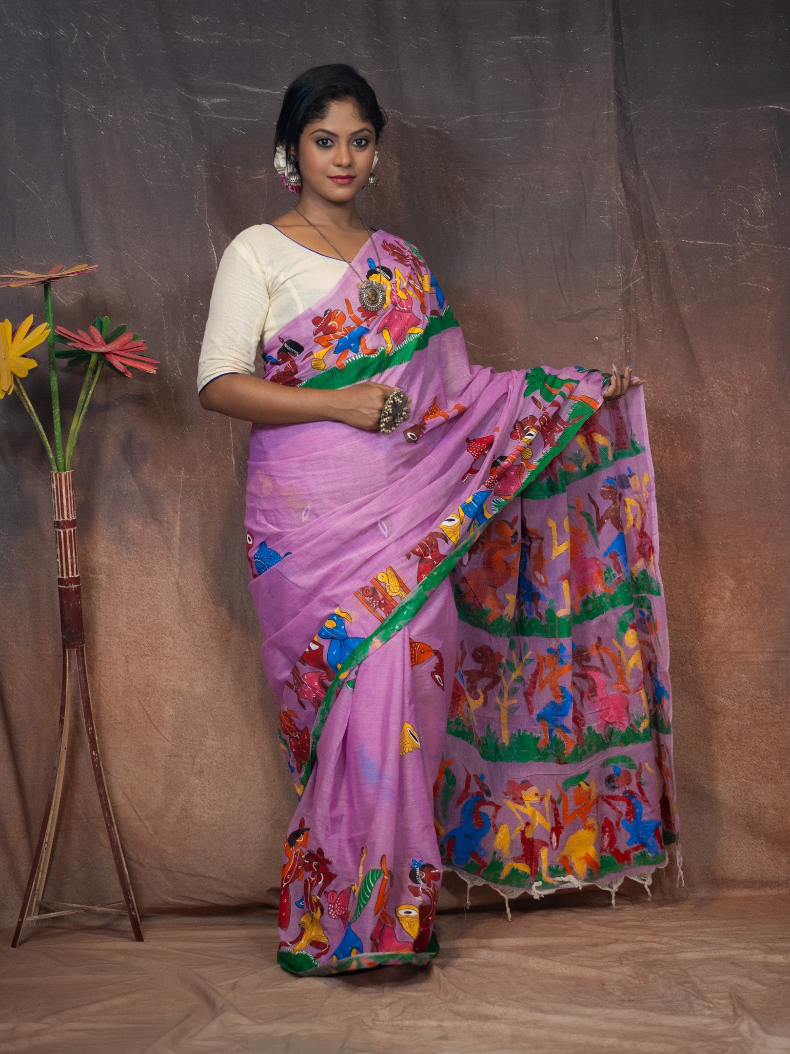 Lavander patachitra Saree