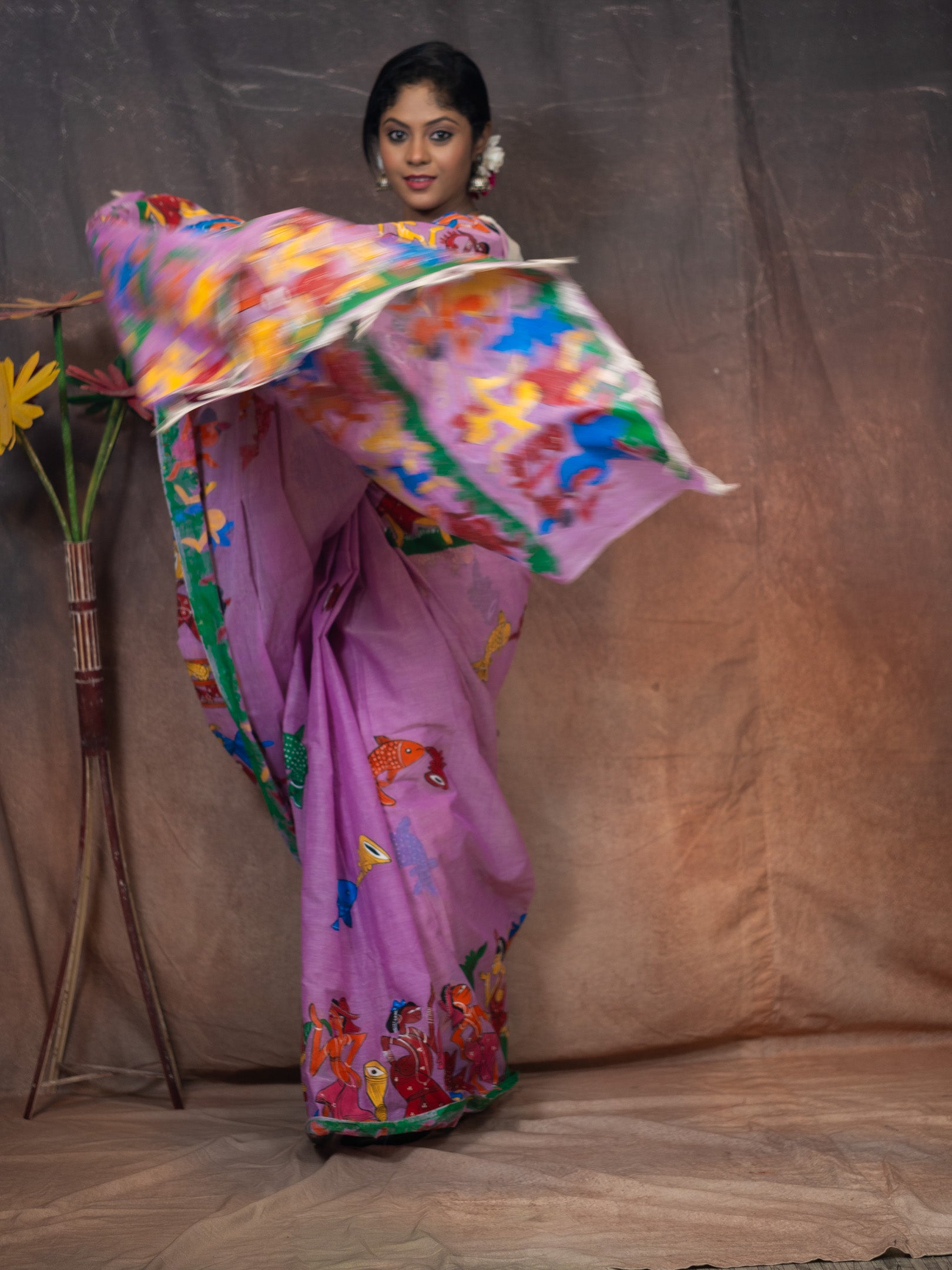 Lavander patachitra Saree