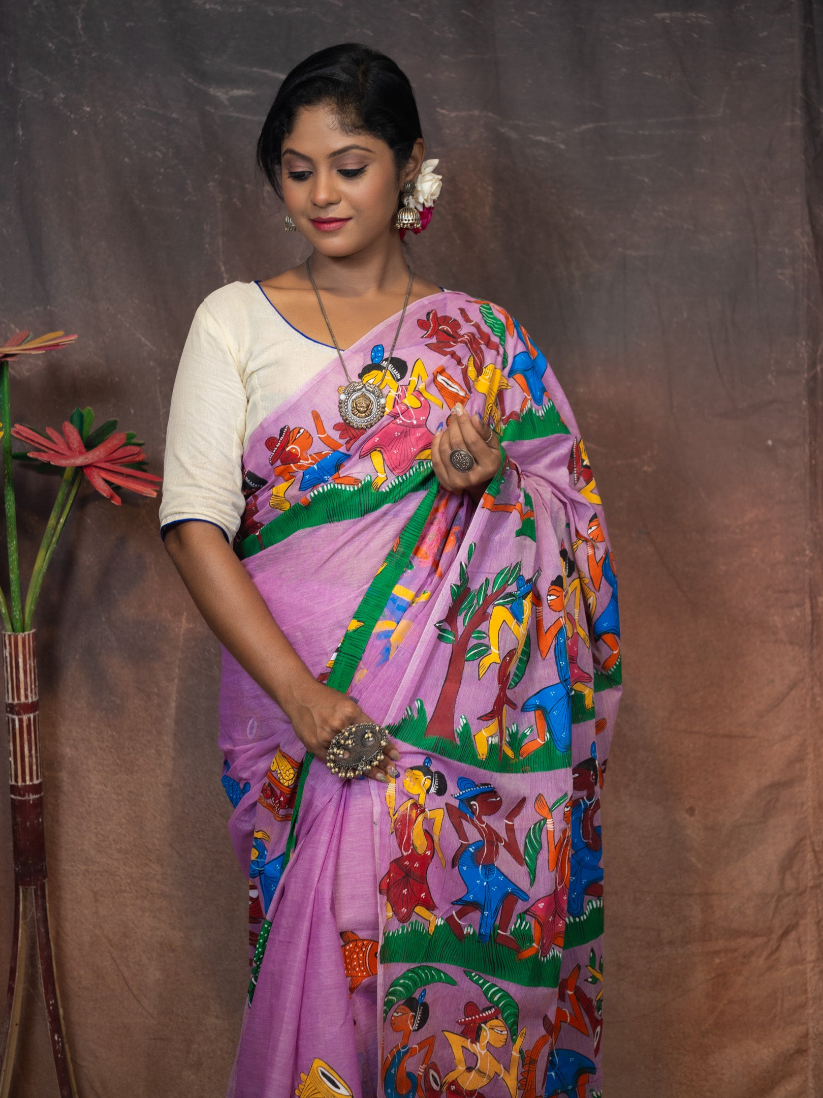 Lavander patachitra Saree