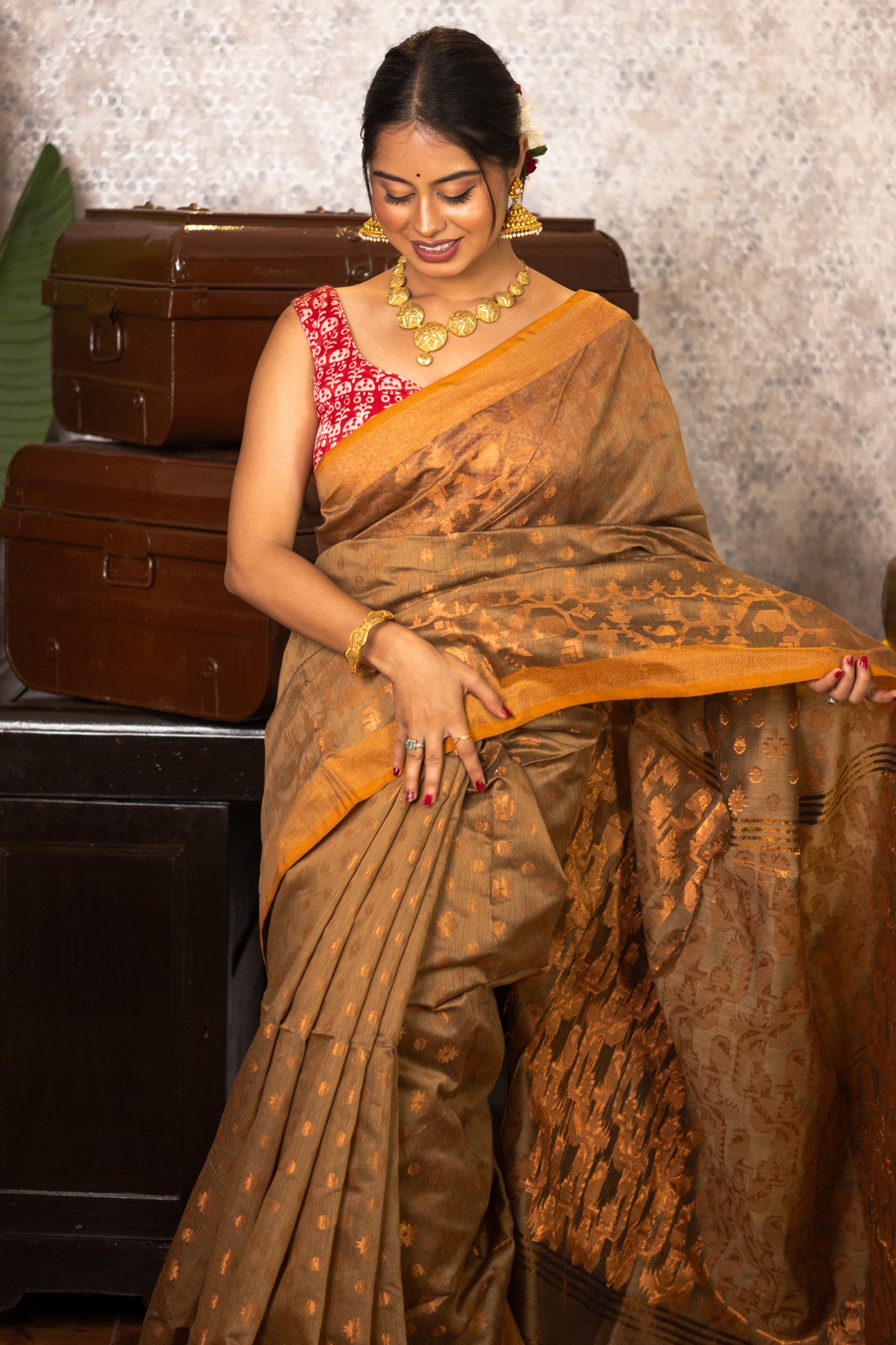 Bronze Handloom Silk Saree