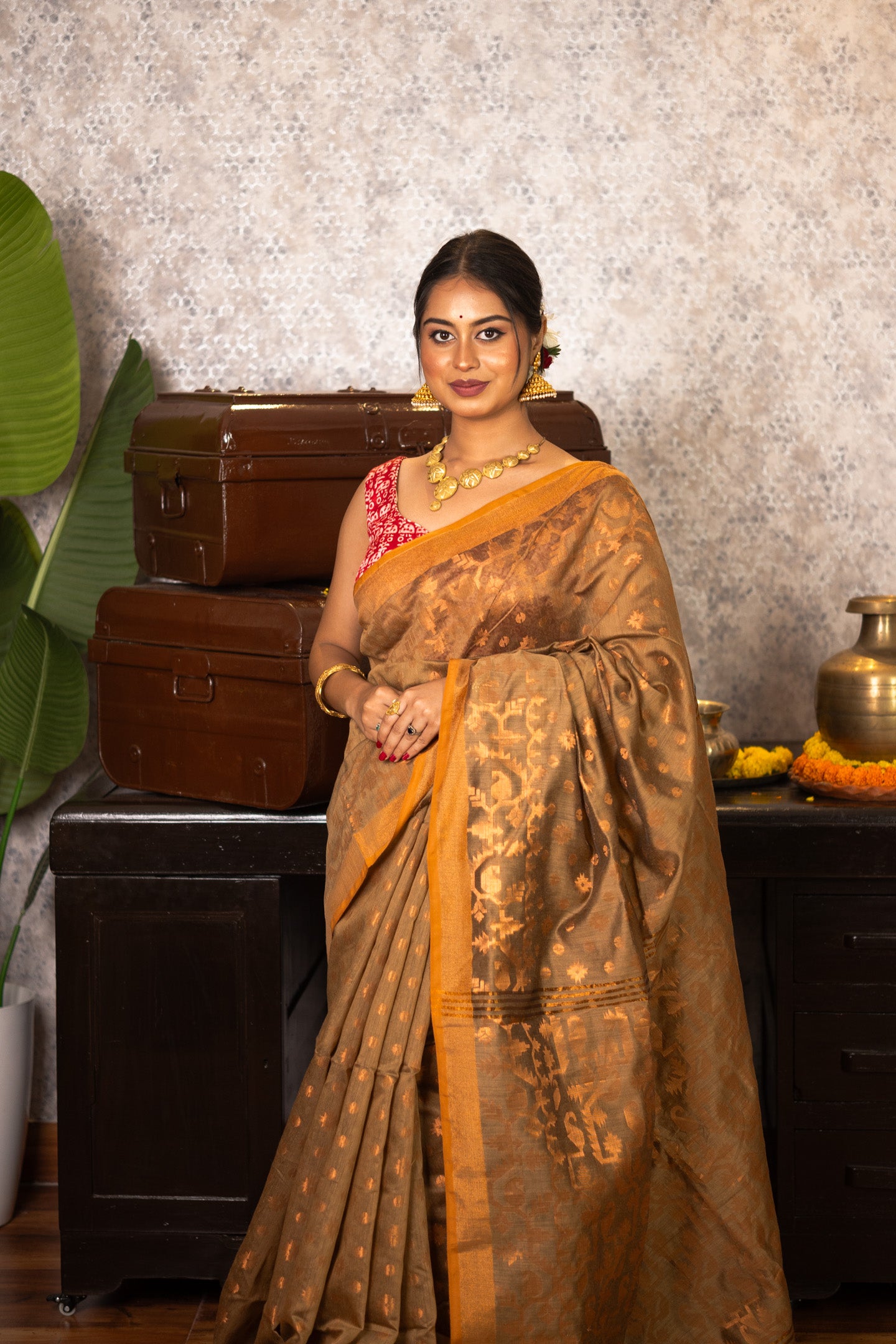 Bronze Handloom Silk Saree