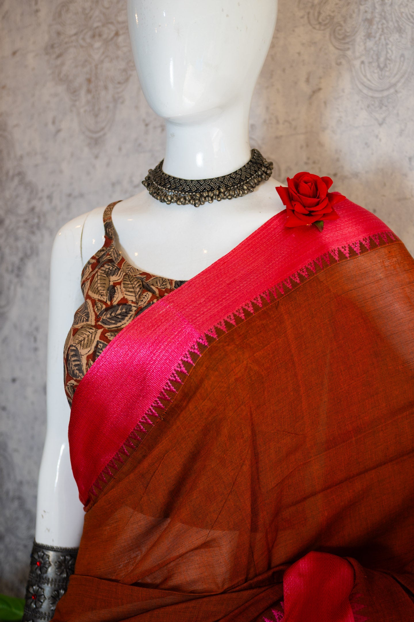Rust Handloom Saree