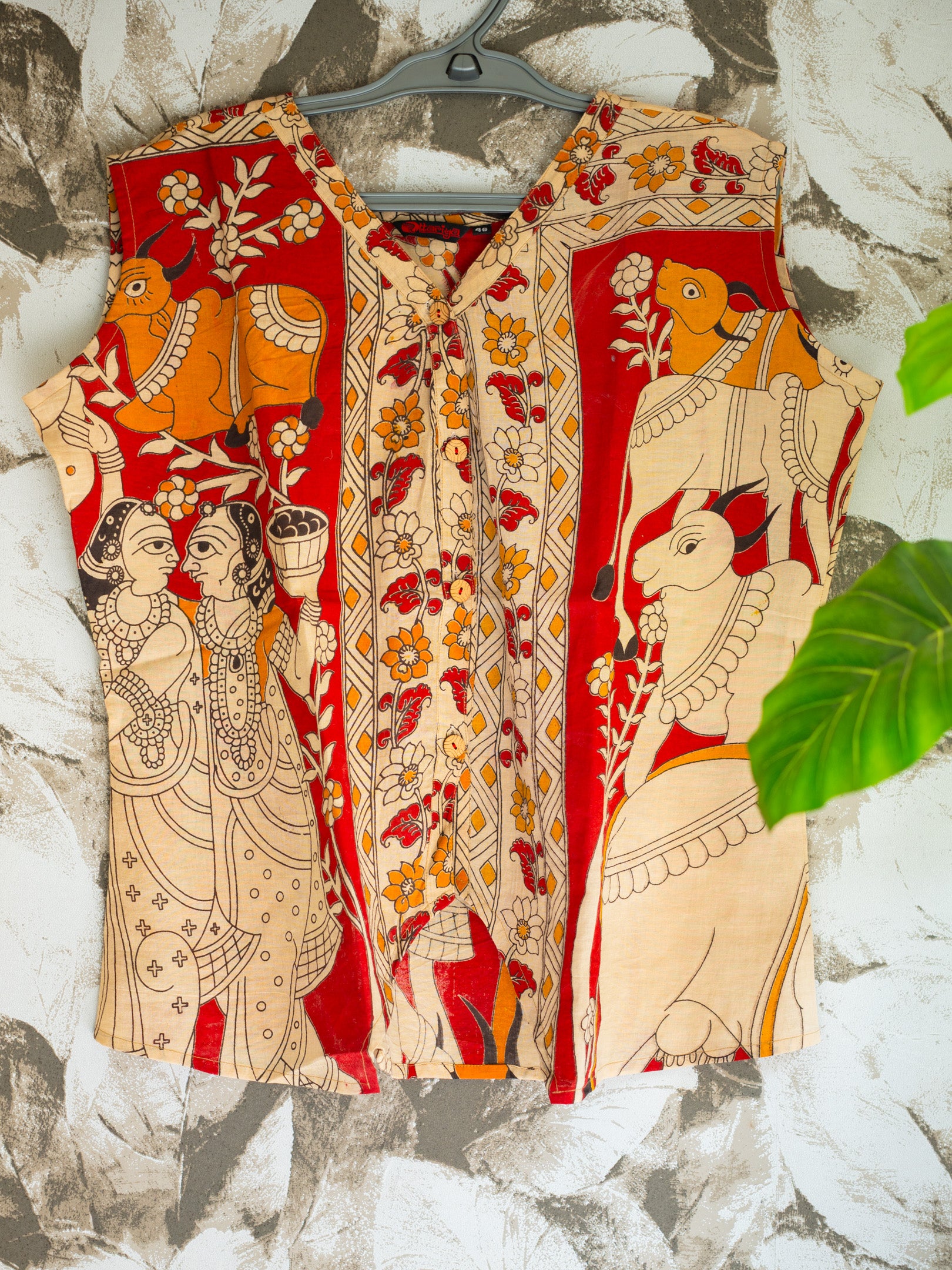 Kalamkari Sleeveless Jacket Top