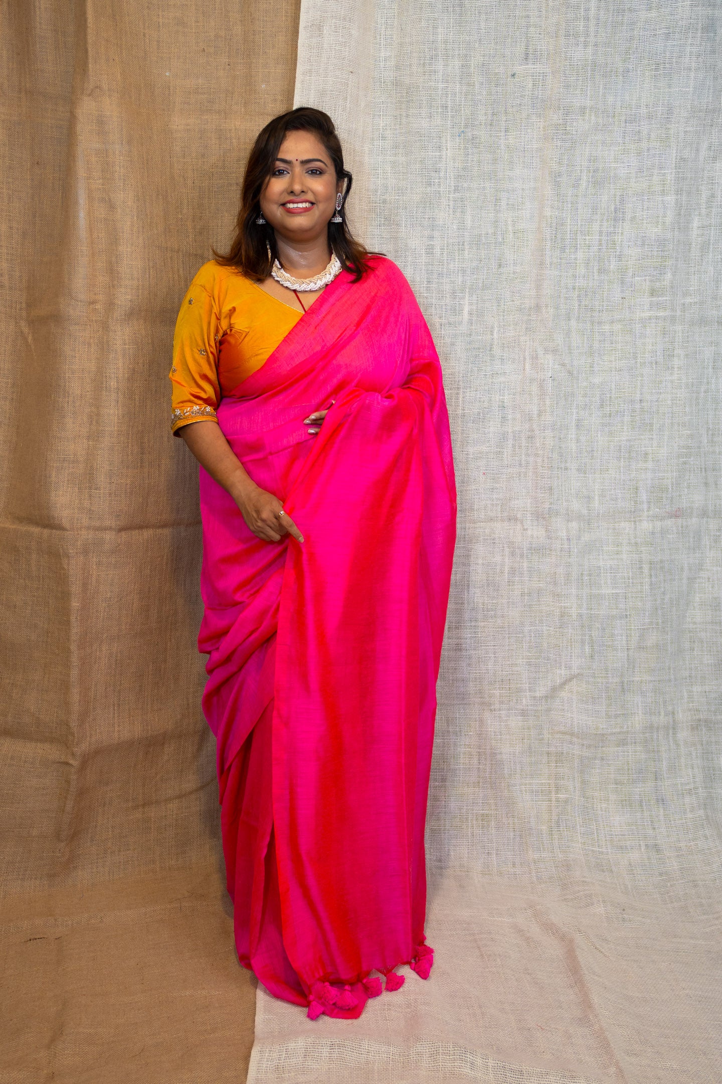 Pink Breeze Pompom Saree