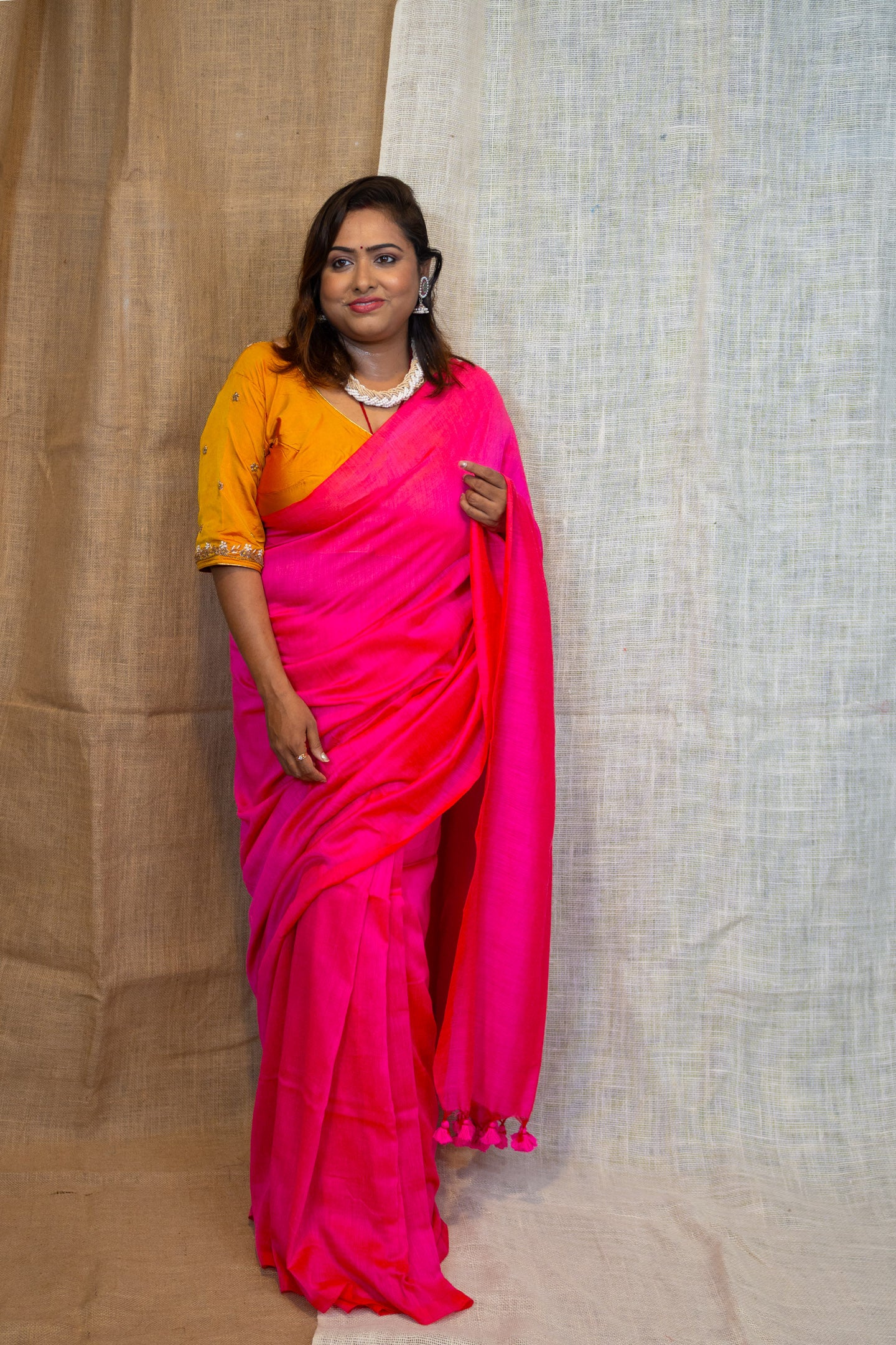 Pink Breeze Pompom Saree