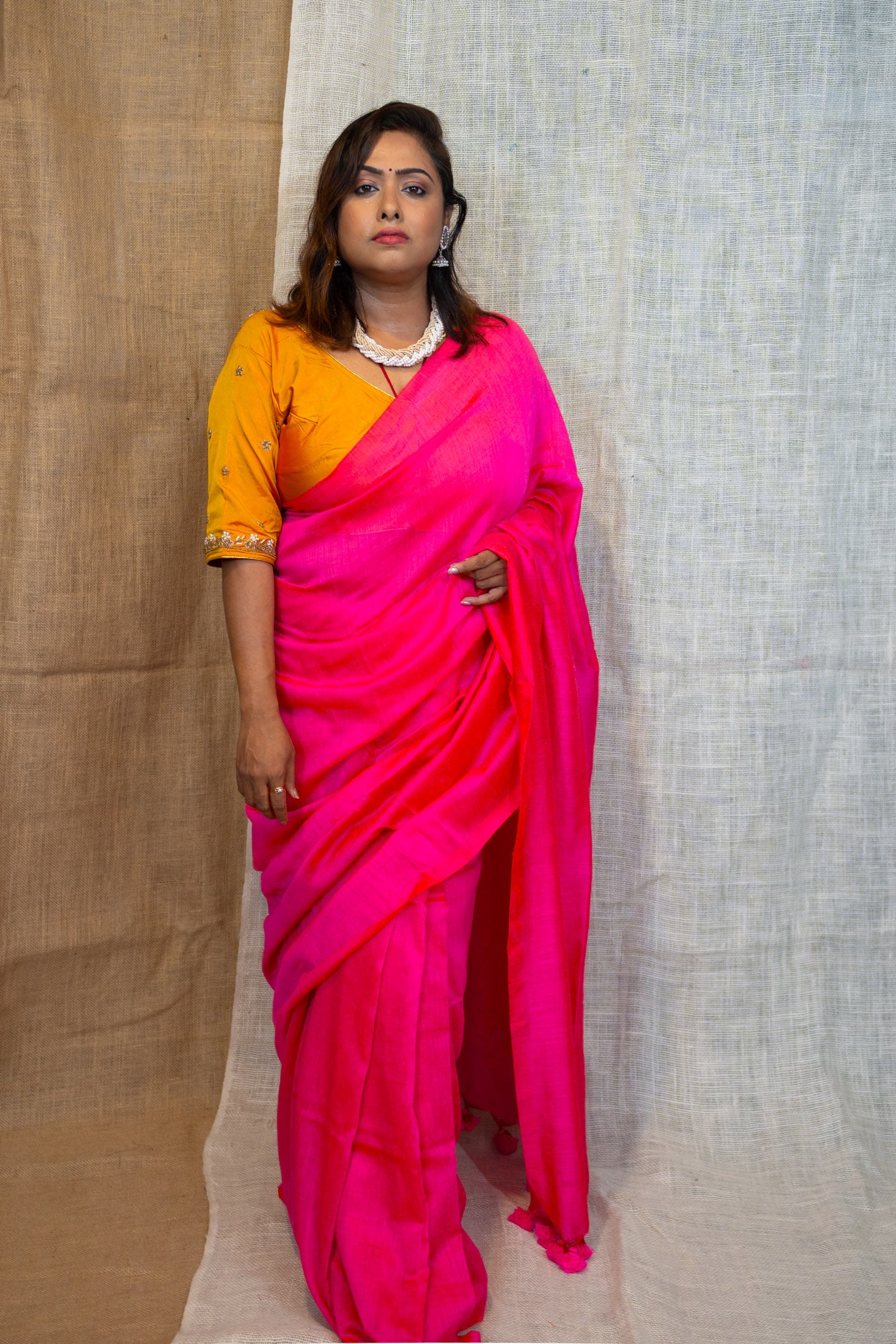 Pink Breeze Pompom Saree