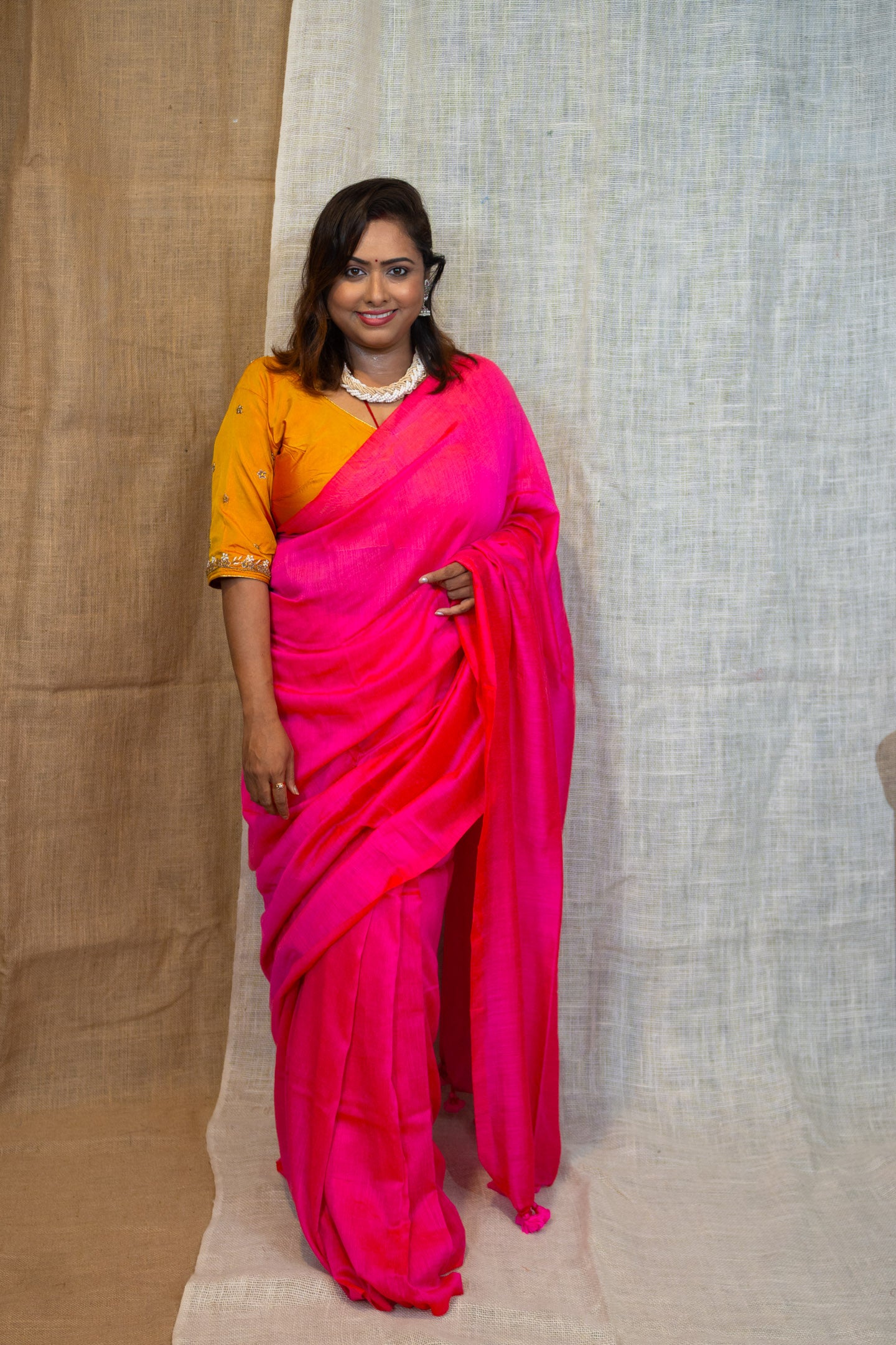 Pink Breeze Pompom Saree