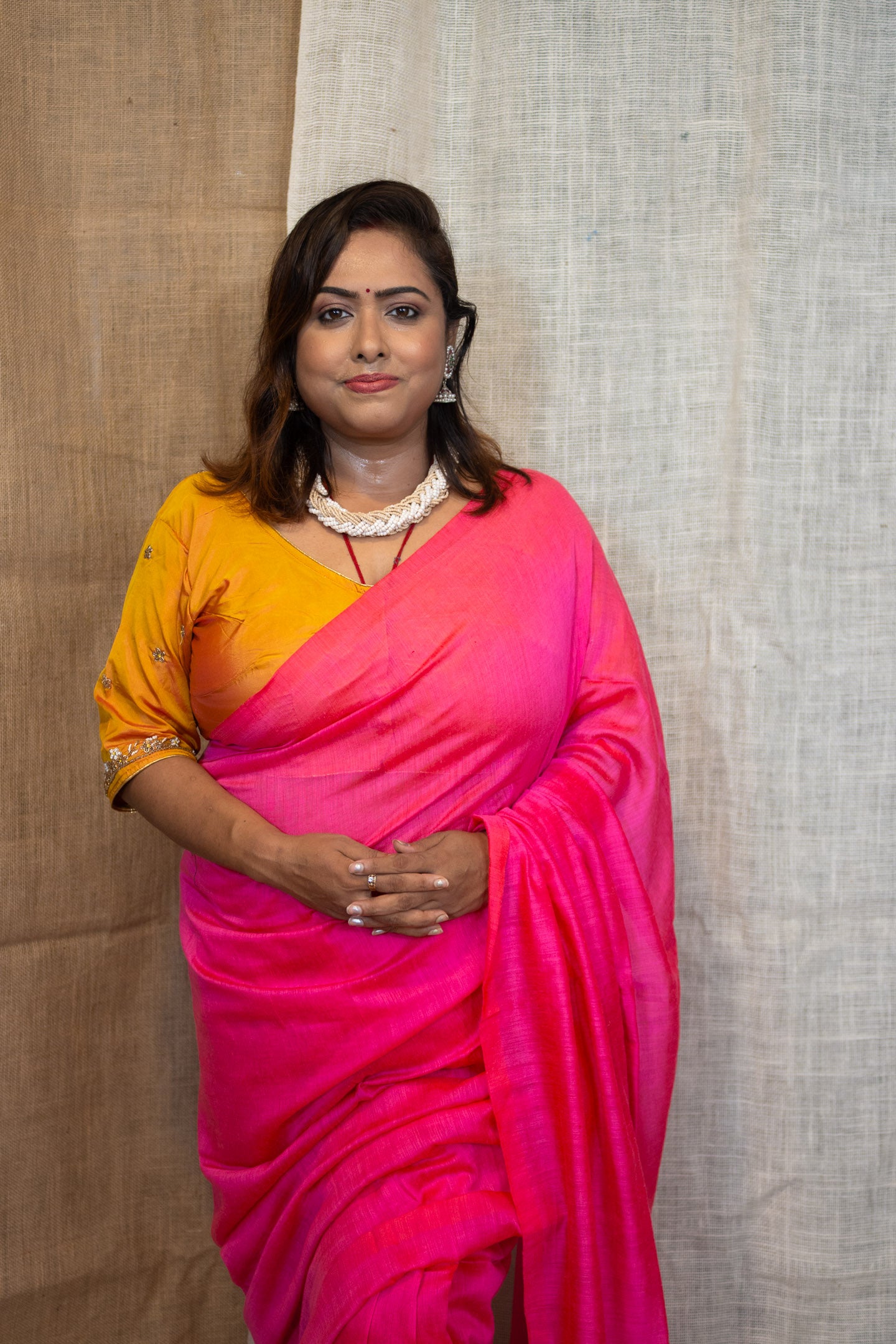 Pink Breeze Pompom Saree