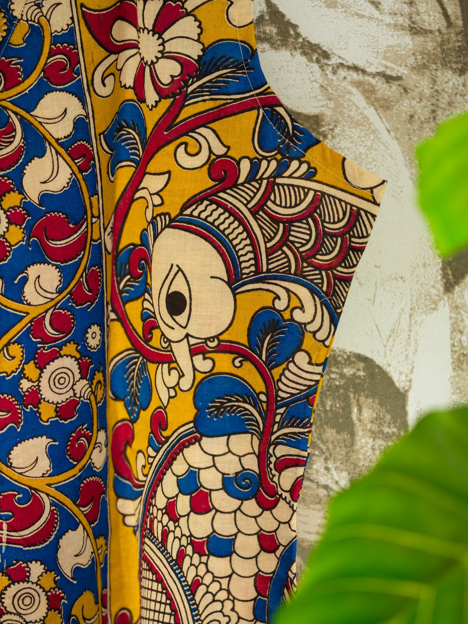 Multicolour Handcrafted Madhubani & Kalamkari Sleeveless Jacket Top