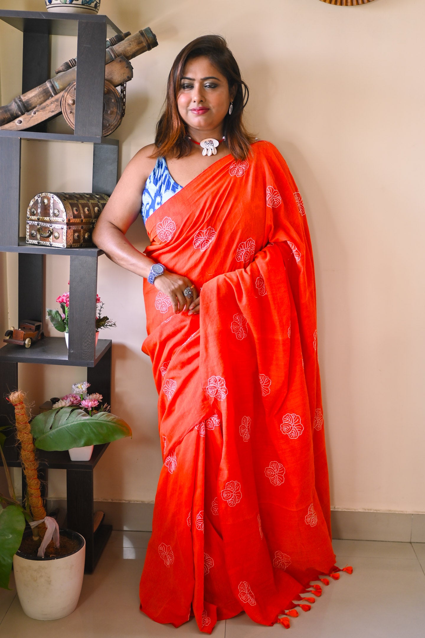 Orange jawa Saree