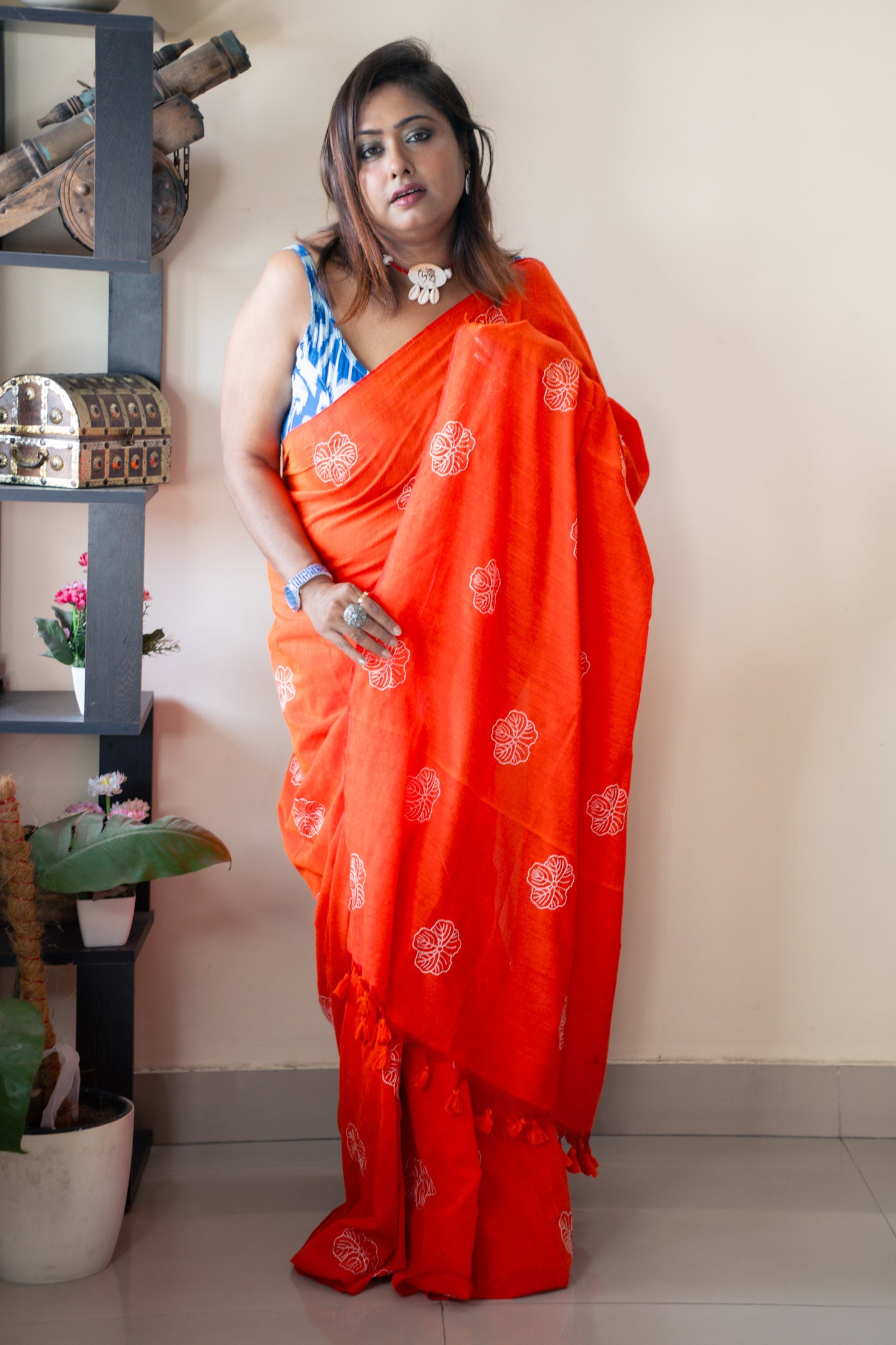 Orange jawa Saree