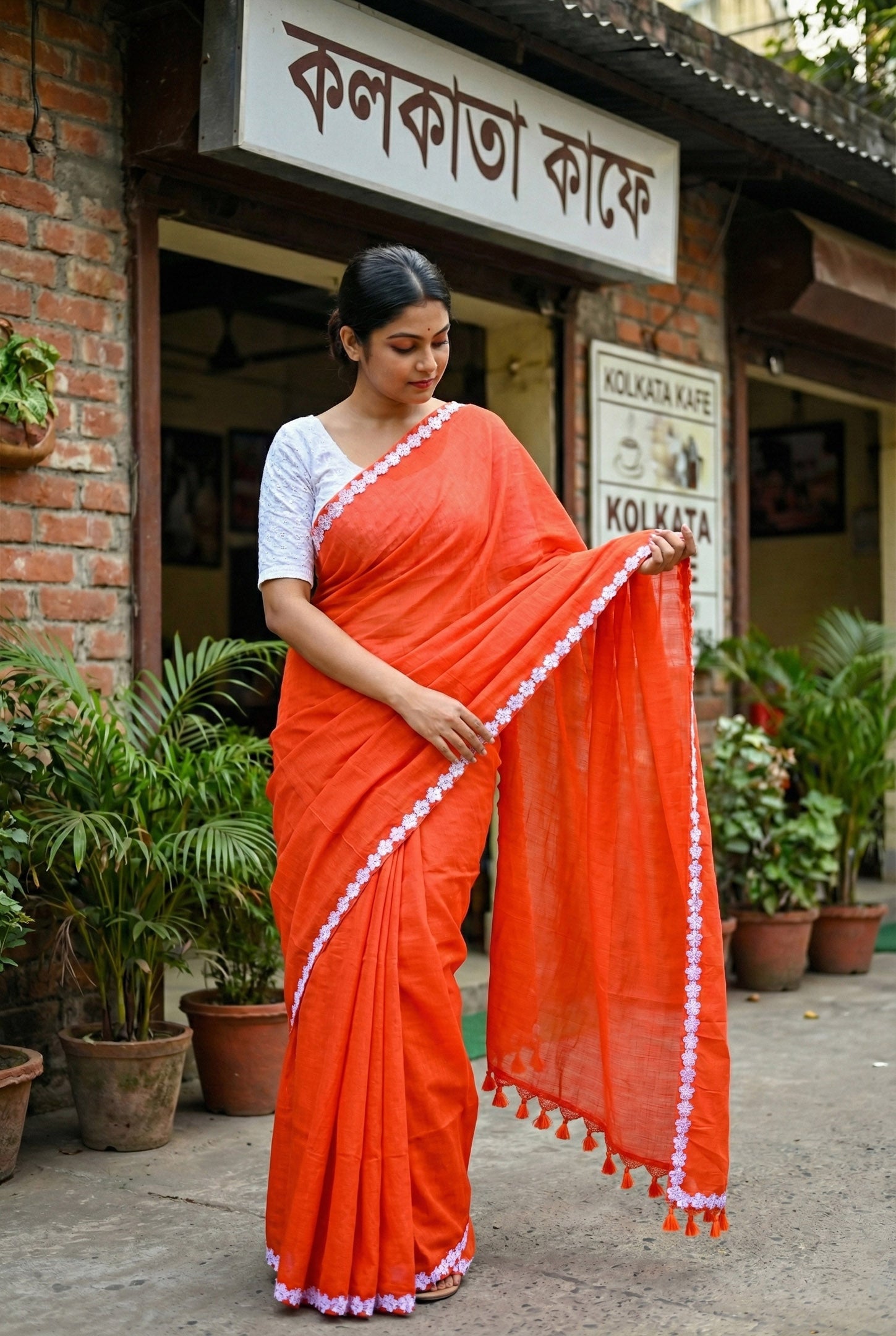 Orange ful Saree