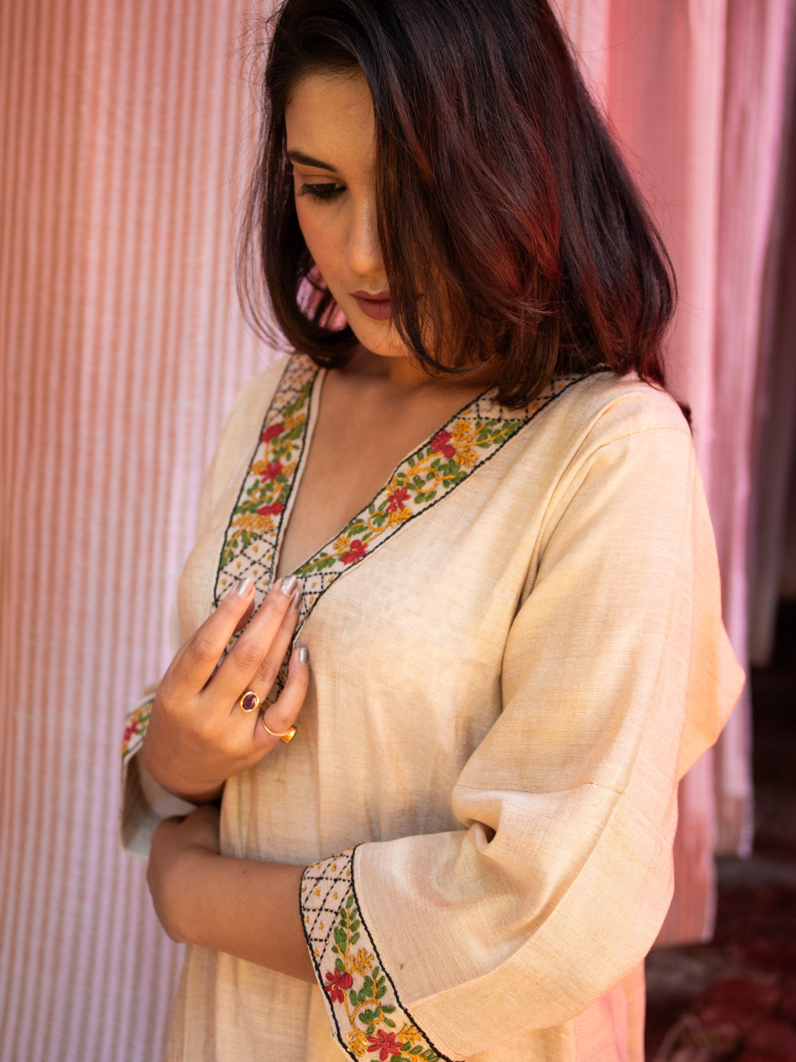 Makhmali Rich Indian White Malai Silk Kurta