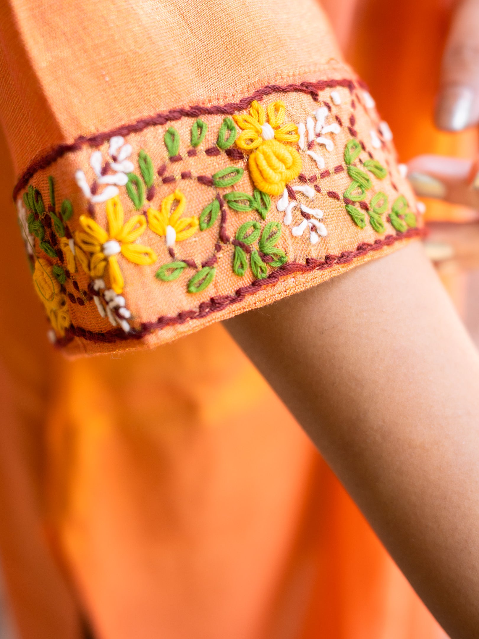 Makhmali Rich Pumpkin Orange Malai Silk Kurta