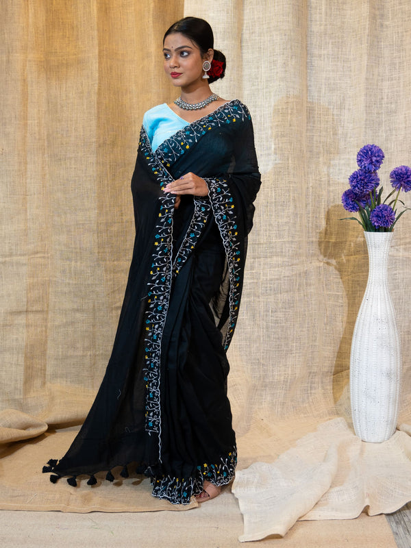 Fulkari Embroidered Cotton Saree