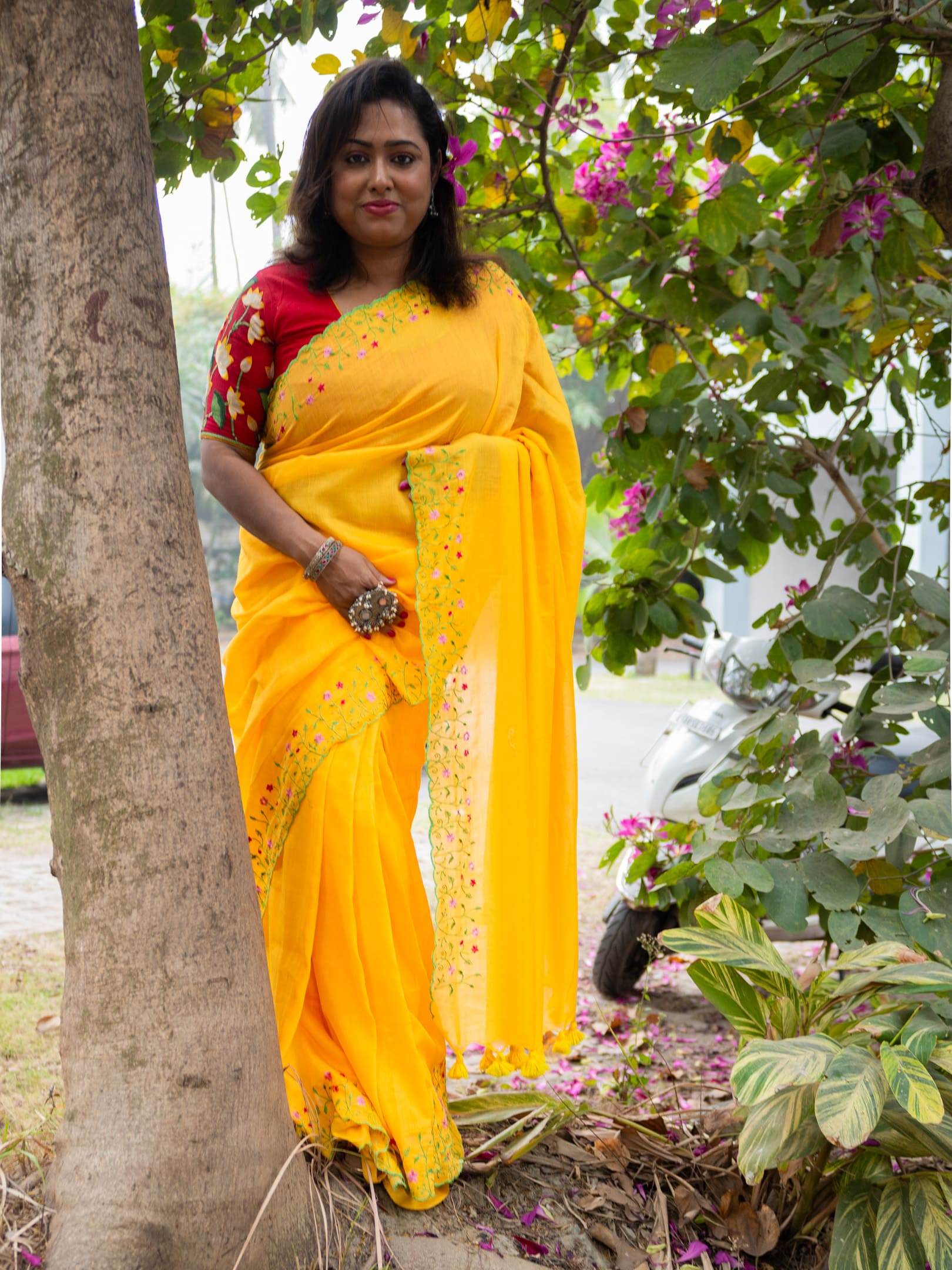 Woven Design Embroidered Saree
