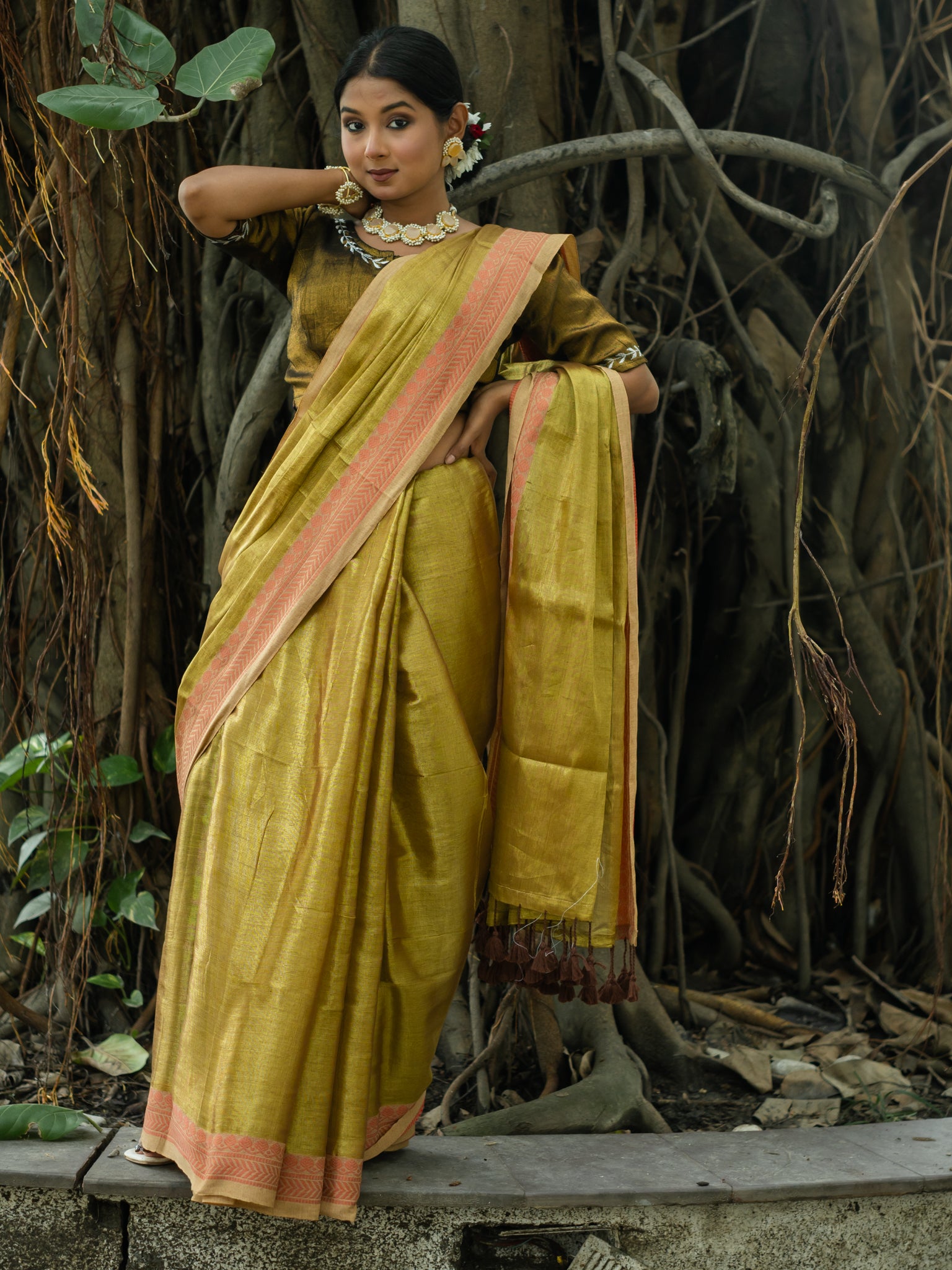 Golden Tissue Saree