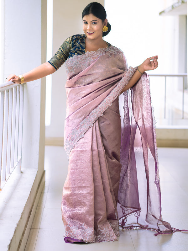 Purple Tissue Saree - Uttariya