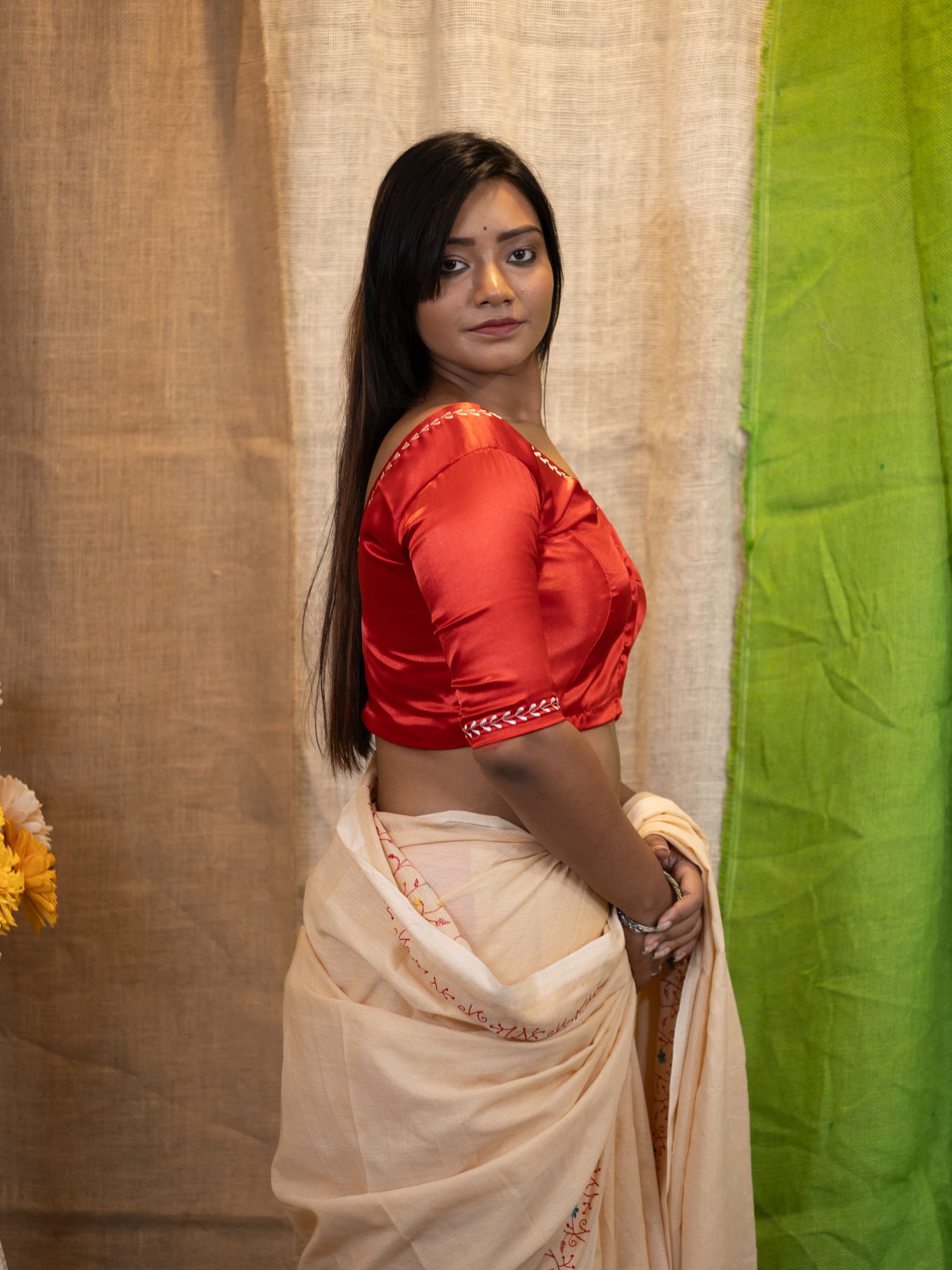 Embroidered V Neck Saree Blouse