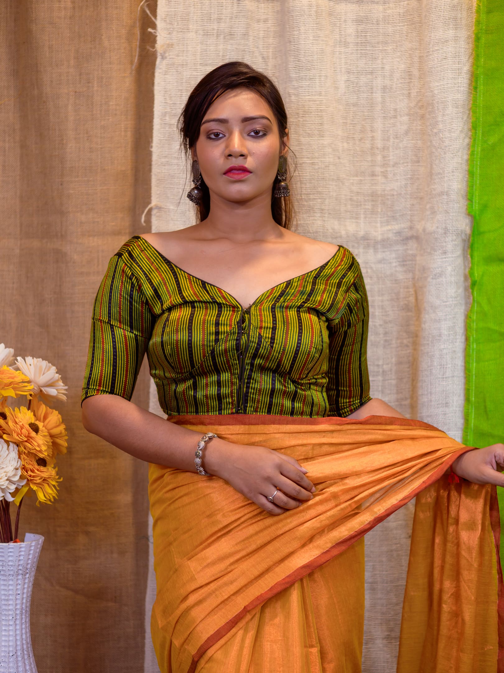 Woman Stripe Modal Silk Blouse