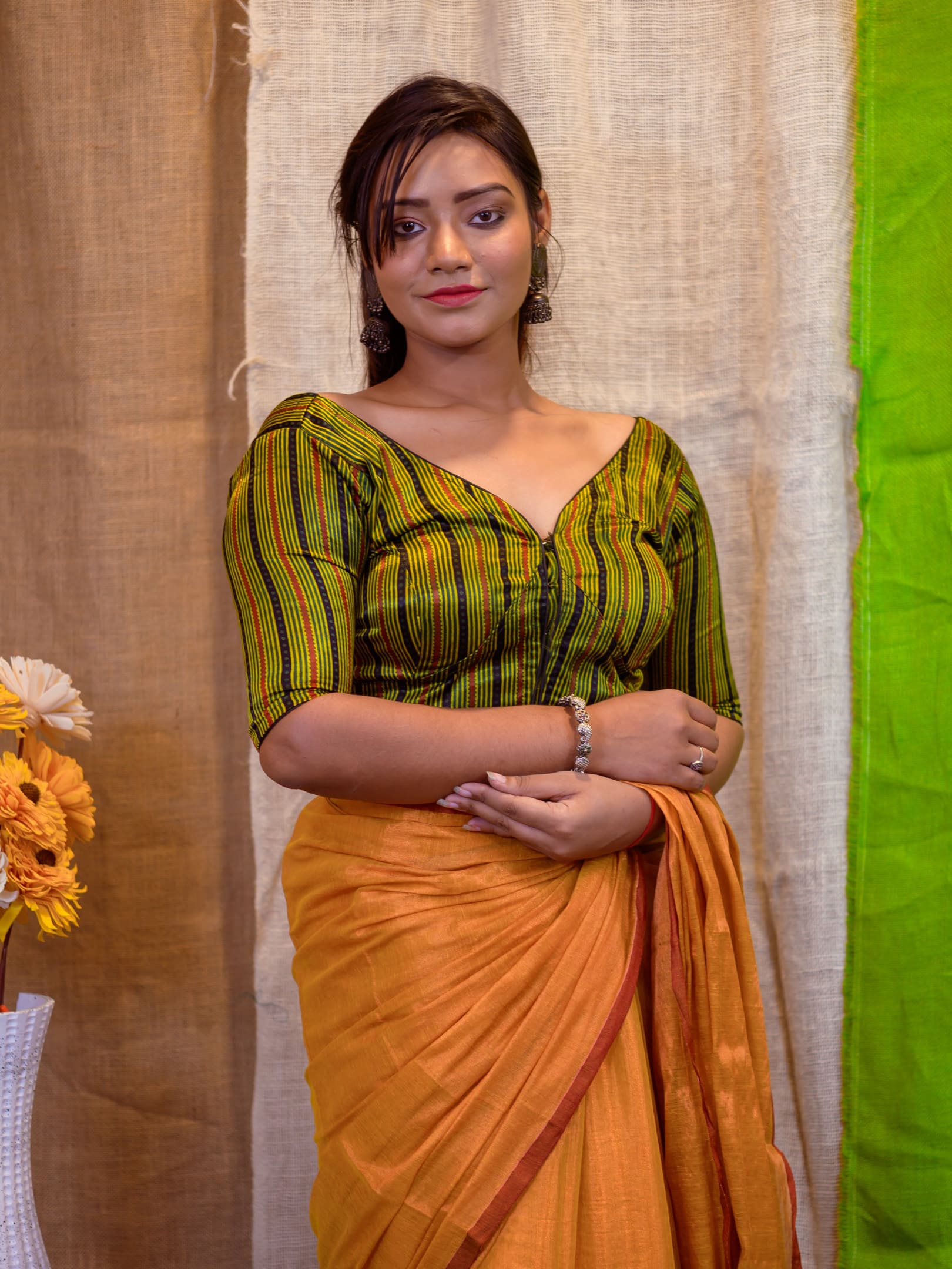 Woman Stripe Modal Silk Blouse