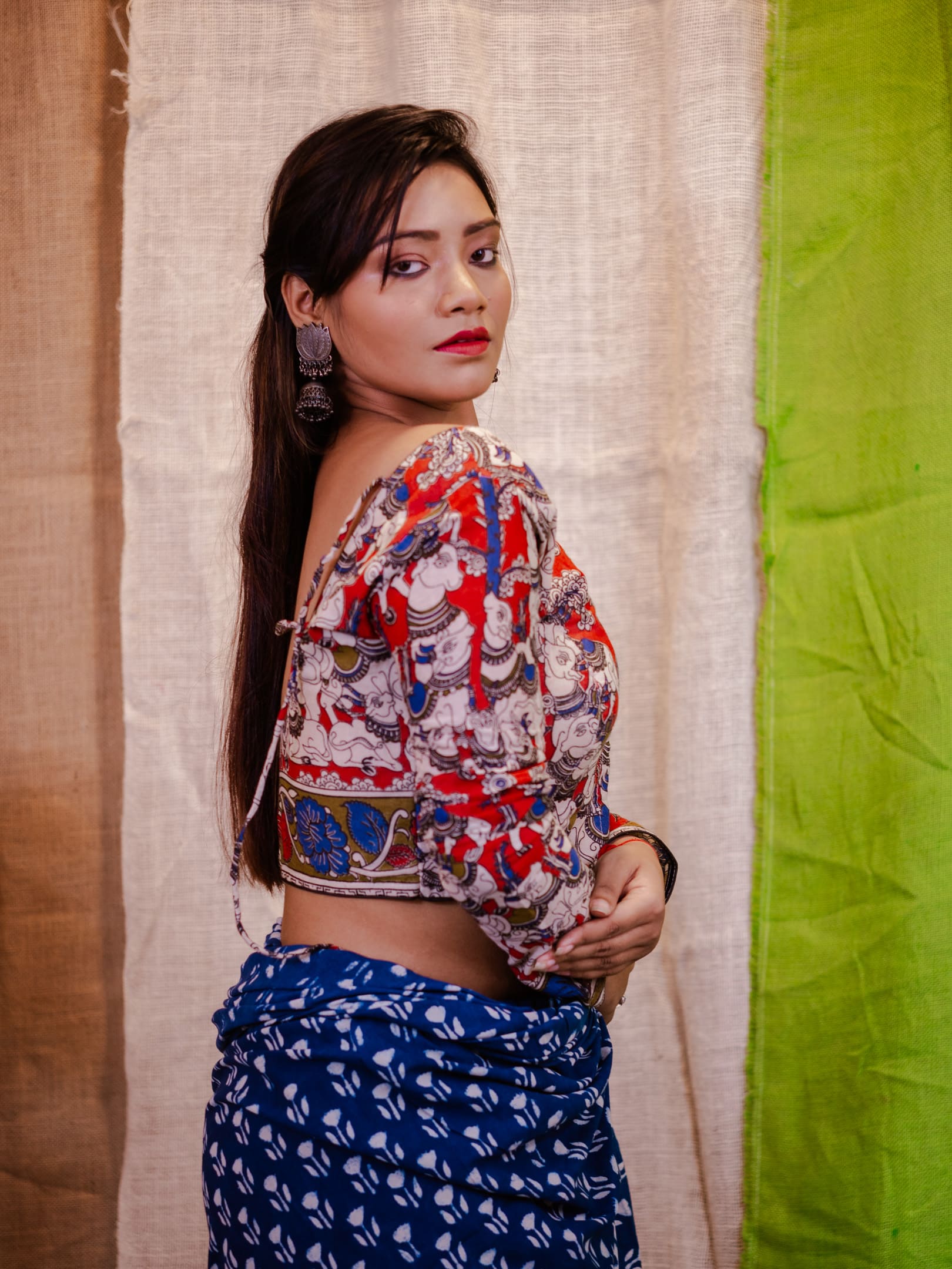 Printed Cotton Saree Blouse