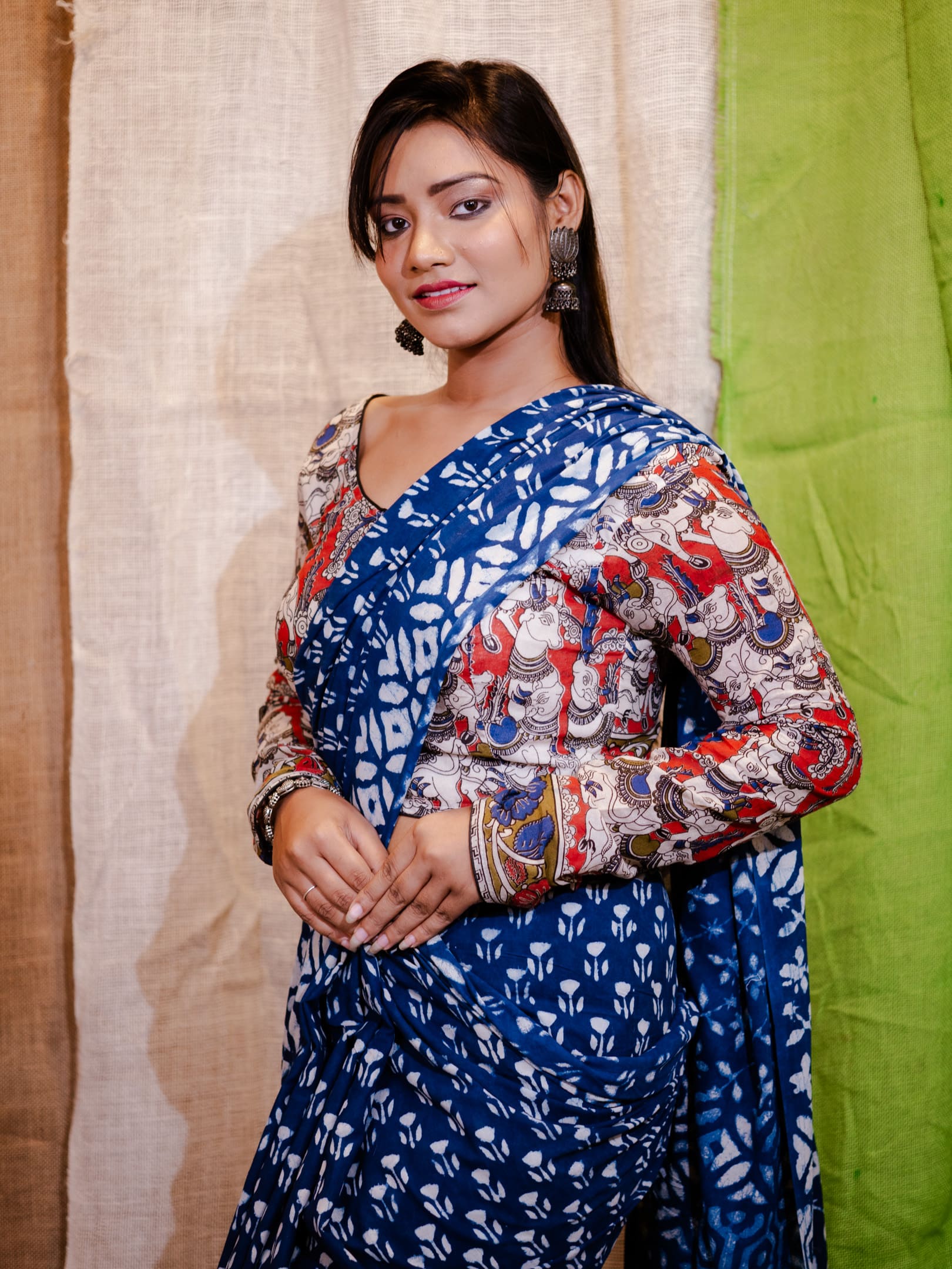 Printed Cotton Saree Blouse